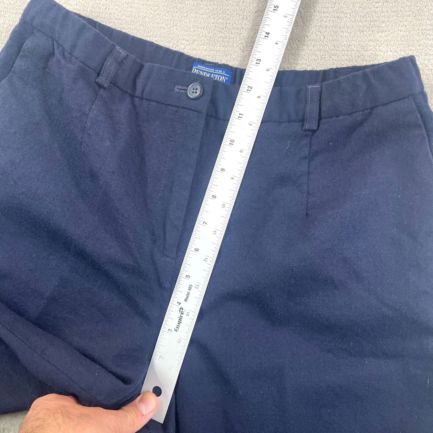 Pendleton VINTAGE Pendleton Pants Women 12P Navy Blue Wool 100% Virgin Wool Dress Pants Straight Leg 28in Inseam Petite Winter Fall Spring Size 34" / US 12 / IT 48 - 7 Thumbnail