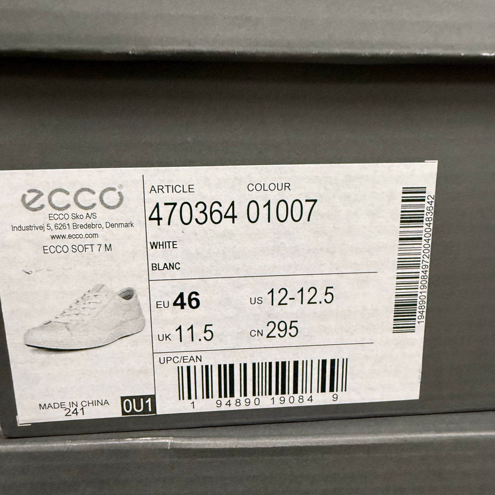 Ecco ECCO MEN'S 46 SOFT 7 TRIPLE WHITE LEATHER SNEAKER NIB Size US 12 / EU 45 - 7 Thumbnail
