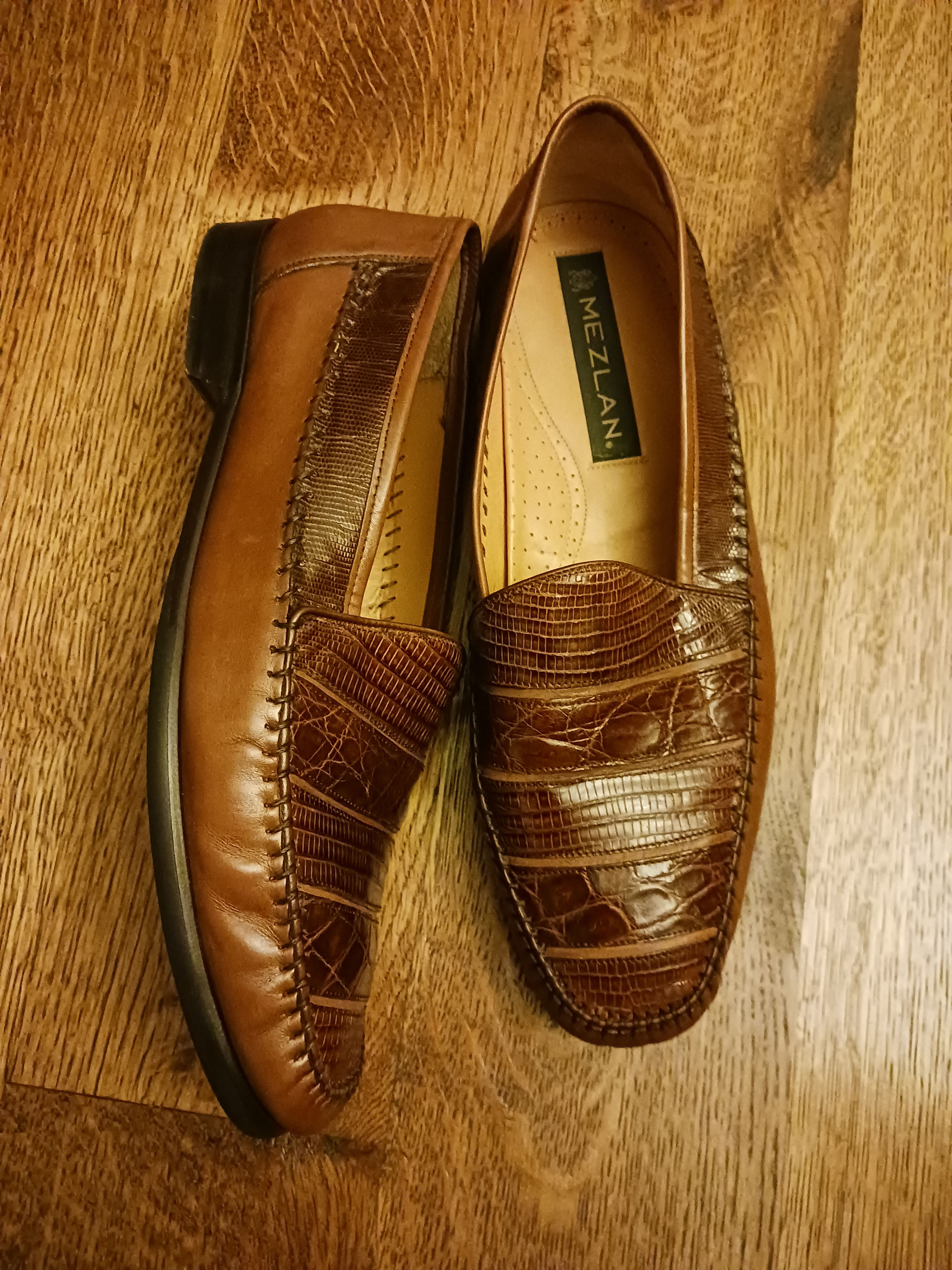 Mezlan Classic Leather and Lizard Skin Exotic Dress Moccasin Size US 10.5 / EU 43-44 - 2 Thumbnail