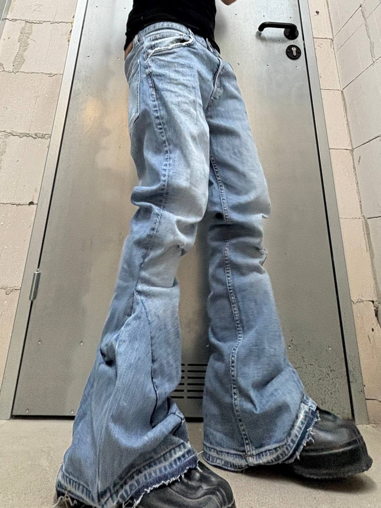 Japanese Brand rare flared blue handmade streetwear jeans Size US 31 - 2 Thumbnail