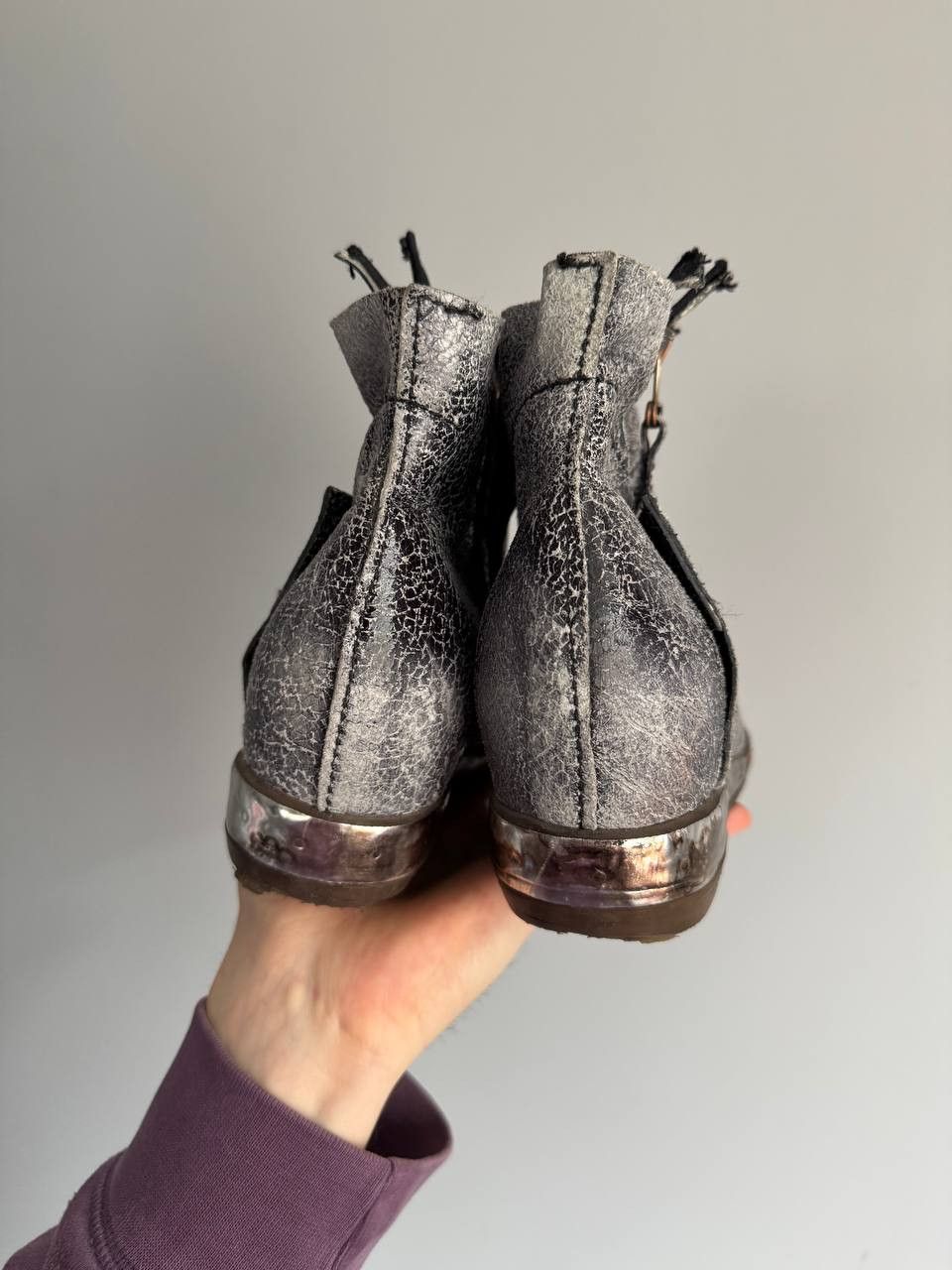 A.S.98 A.S.98 Airstep Metallic Distressed Leather Ankle Boots Size US 7 / IT 37 - 7 Thumbnail