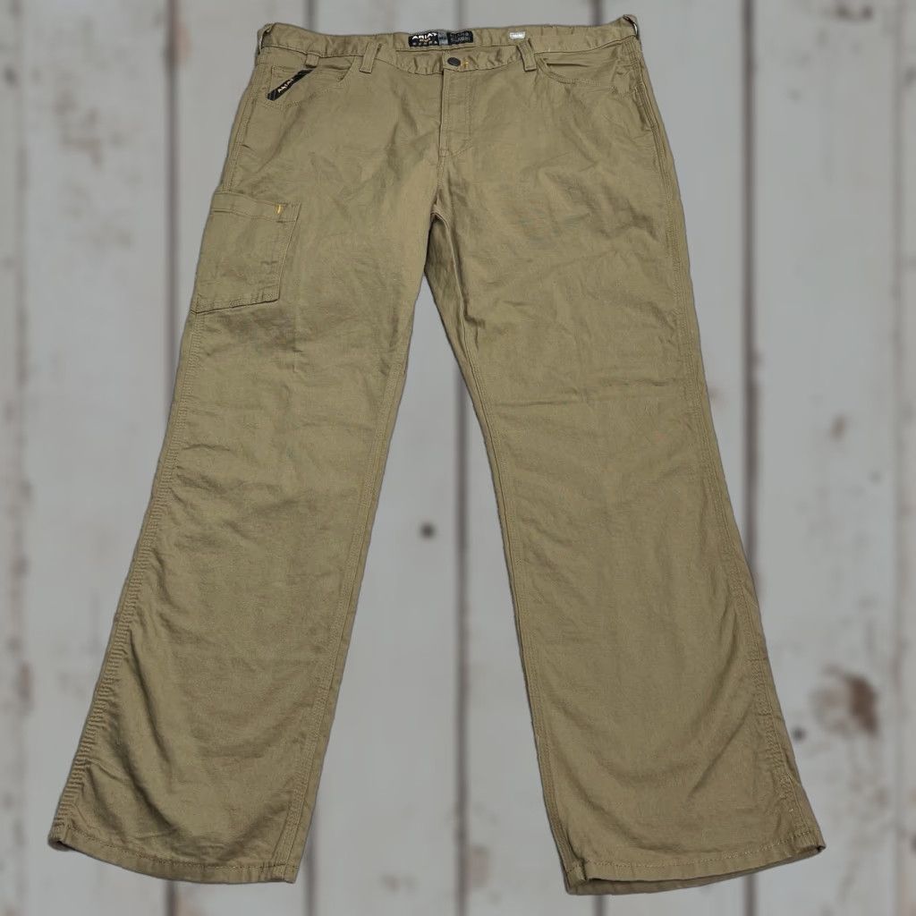 Ariat Ariat Pants Mens 42x32 Rebar M4 Durastr Relaxed Straight Field Khaki Canvas Work Stretch Size US 42 / EU 58 - 1 Thumbnail