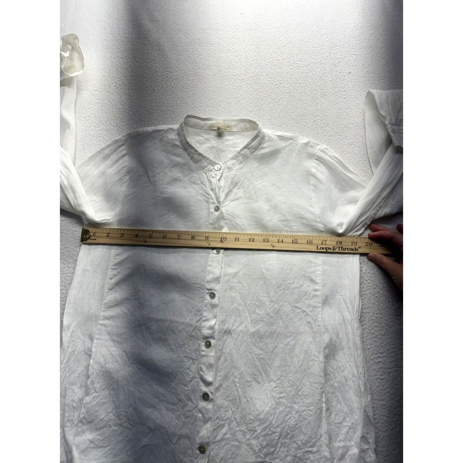 Eileen Fisher Eileen Fisher Button-Up Women's XS White Linen Down 29 in Pit to Pit Pockets - Casual, Pre-Owned Good Womens XSmall Size XS / US 0-2 / IT 36-38 - 8 Thumbnail
