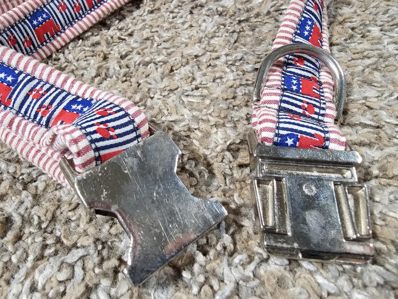 Other GOP Elephant dog collar Red White Blue Stripe Size ONE SIZE - 4 Thumbnail