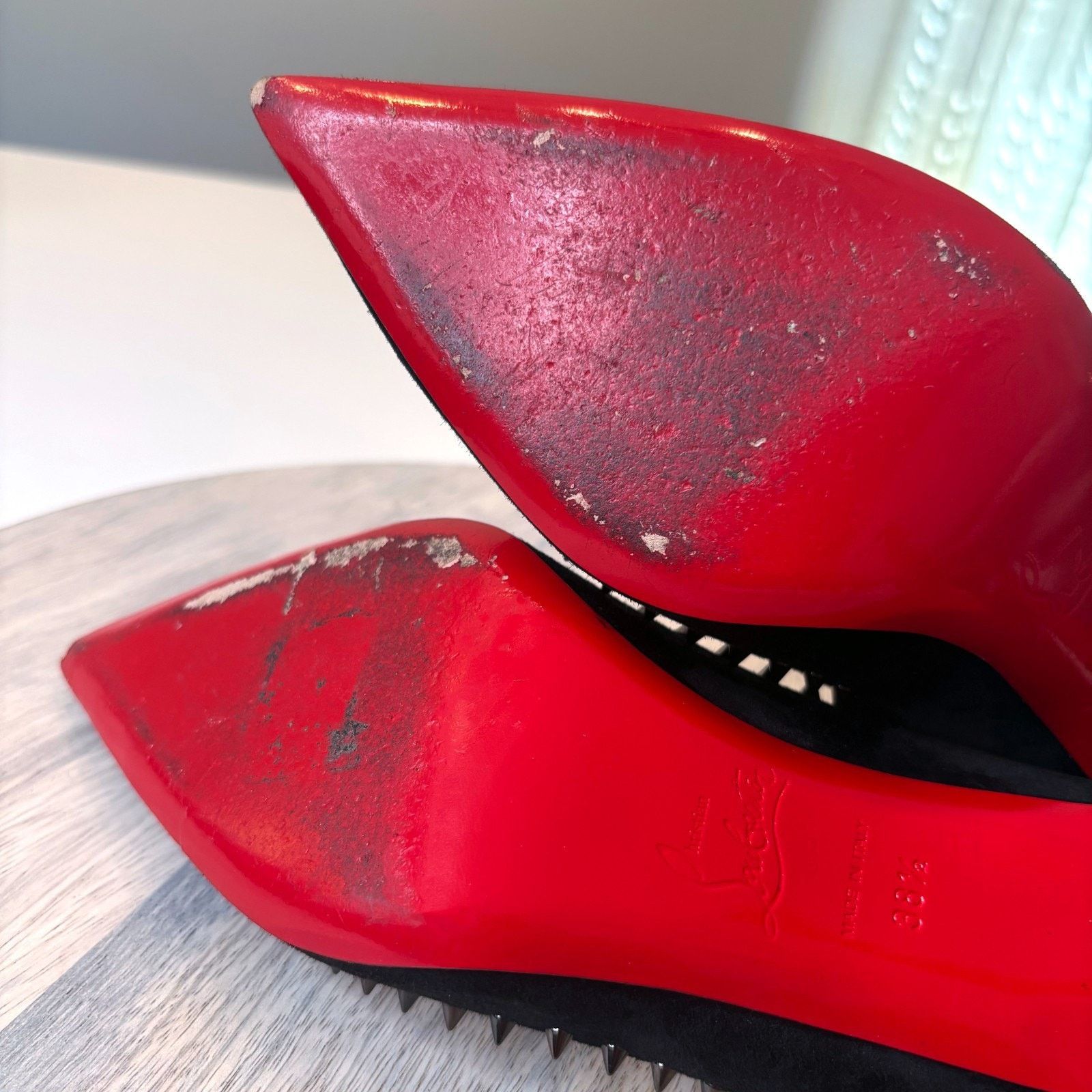 Christian Louboutin Christian Louboutin Follies Black Red Sole Heels Sz 8.5 Size US 8.5 / IT 38.5 - 15 Thumbnail