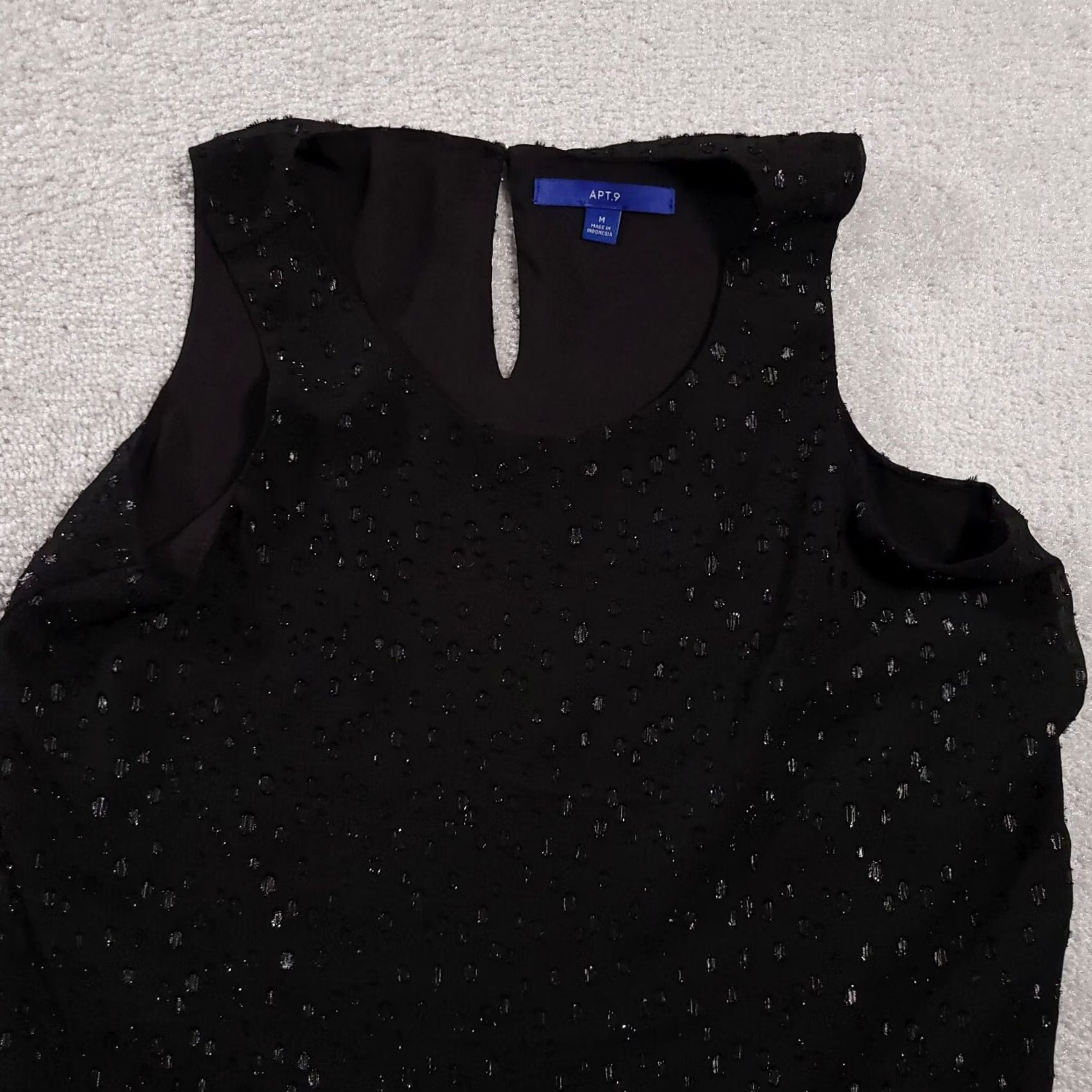 Apt. 9 Apt 9 Blouse Shirt Women's Medium Black Sleeveless Lined Textured Polyester Size M / US 6-8 / IT 42-44 - 3 Thumbnail
