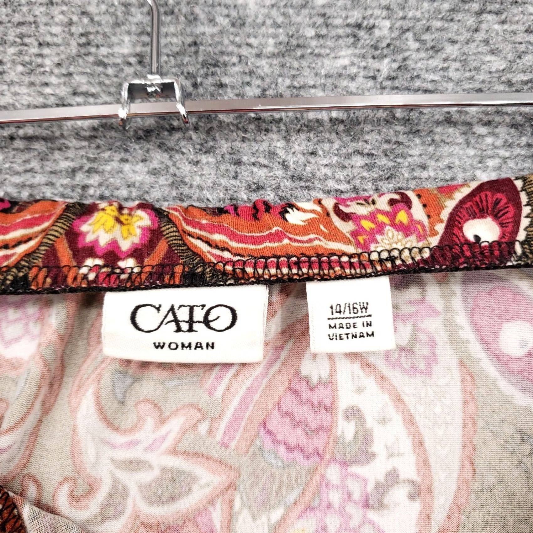 Vintage Cato Skirt Womens 14/16W Plus Red Maxi A Line Floral Stretch Pull On Boho Hippie Size 36" / US 14 / IT 50 - 7 Thumbnail