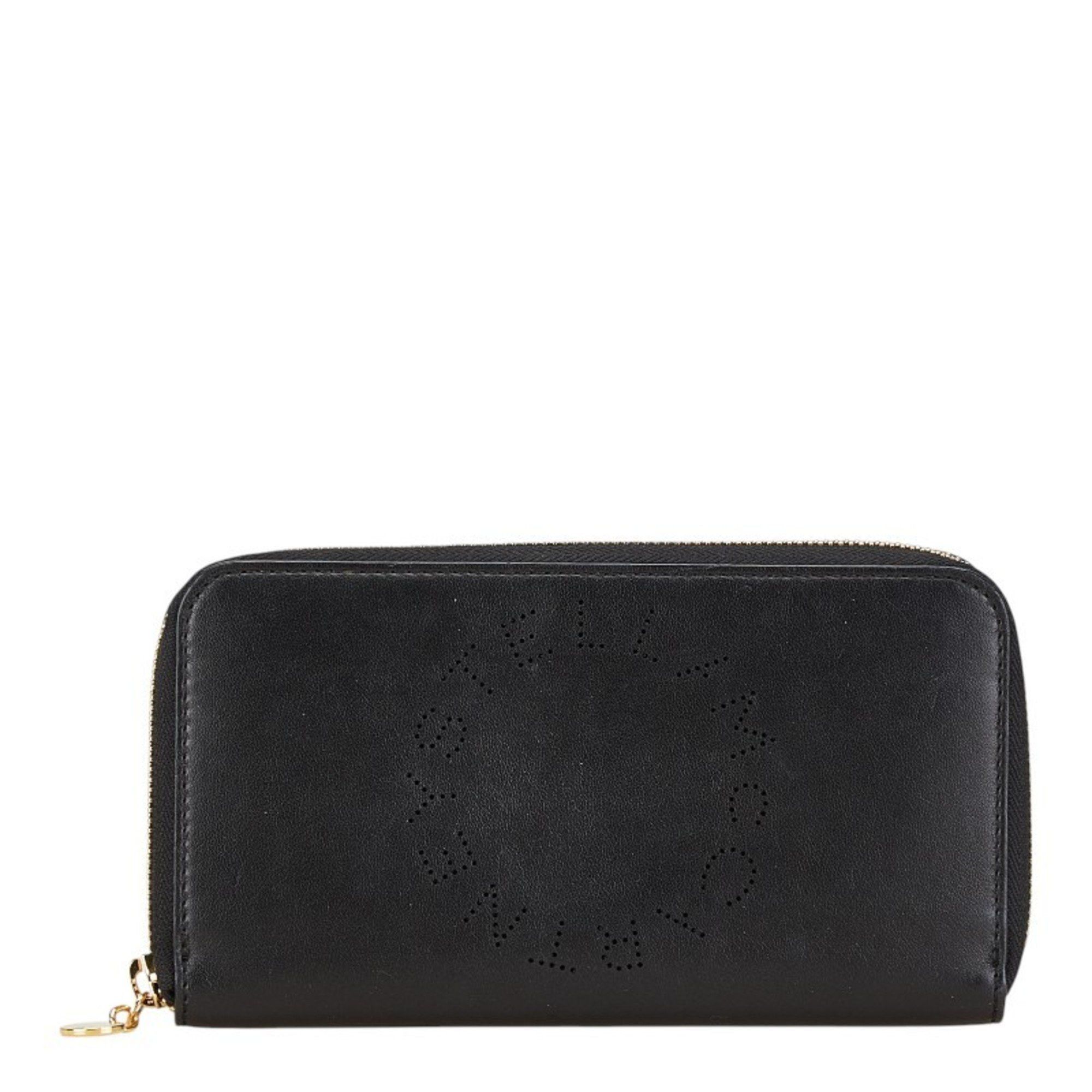 Stella McCartney Stella McCartney Perforated Round Long Wallet Black Leather Women's Size ONE SIZE - 1 Thumbnail