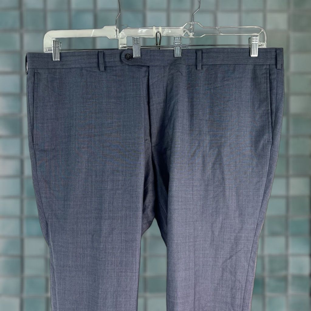 Vintage Roy Robson Wool Dress Pants Blue 31 X32 Lined Classic Herringbone Wool Dress Pants Mens Regular Flat Front Tailored Size US 31 - 1 Thumbnail