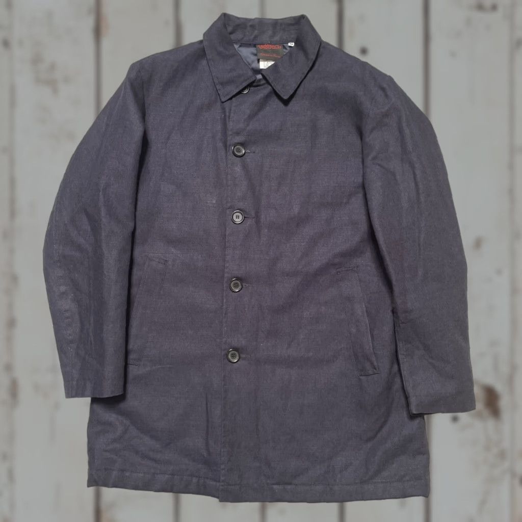 Vetra Vetra Cotton Linen Quilted Work French Chore Coat Trench Indigo Made France 48 Linen Quilted Trench Coat Unisex Adults Navy Blue 48 France Size US M / EU 48-50 / 2 - 1 Thumbnail