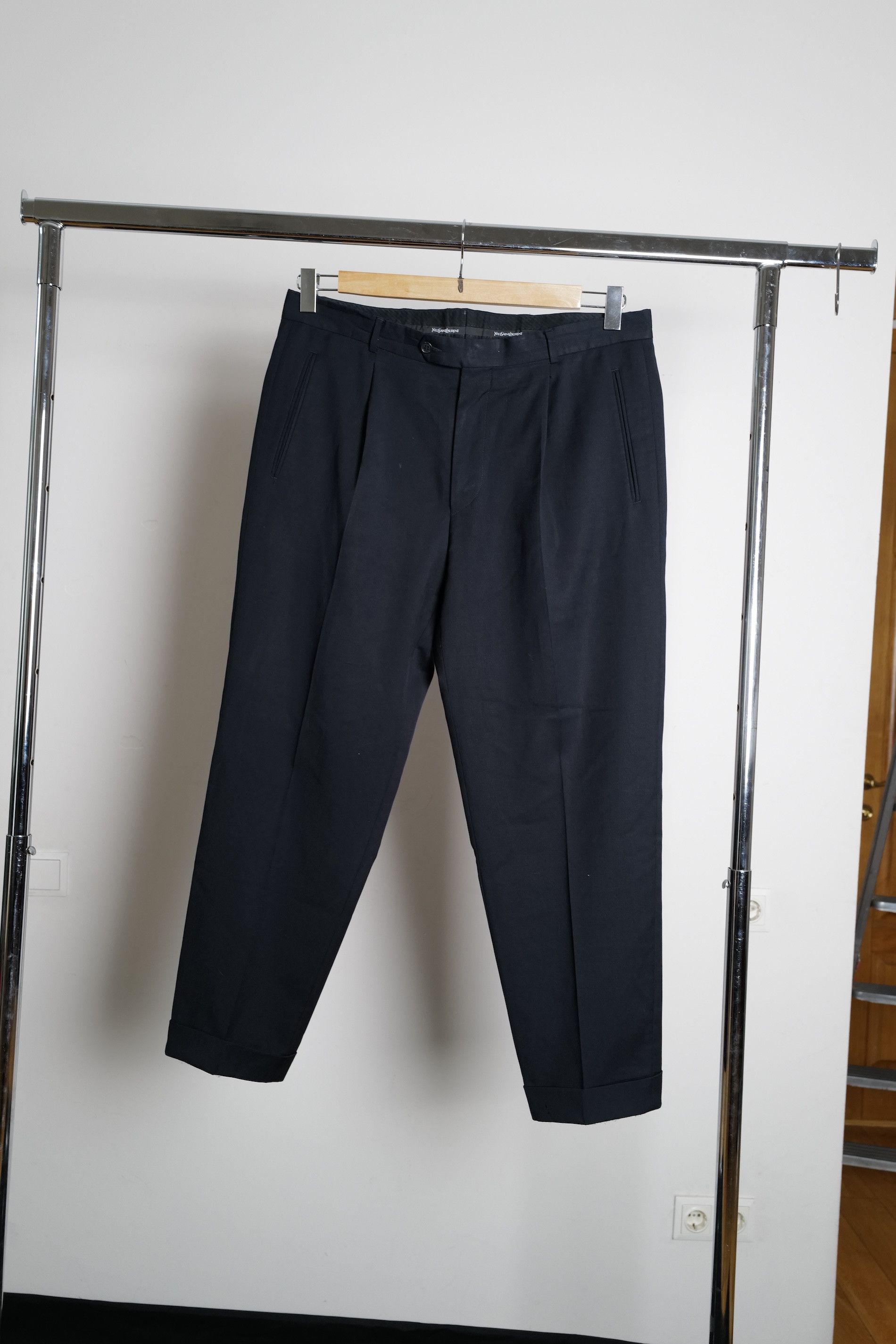 Vintage Yves Saint Laurent Turquoise Wool Pants Size US 34 / EU 50 - 2 Thumbnail