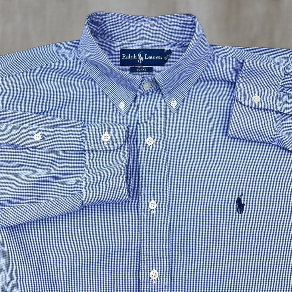 Ralph Lauren Ralph Lauren Button-Up Shirt Men XL Blue White Check Casual Regular Fit Size 46R - 1 Thumbnail