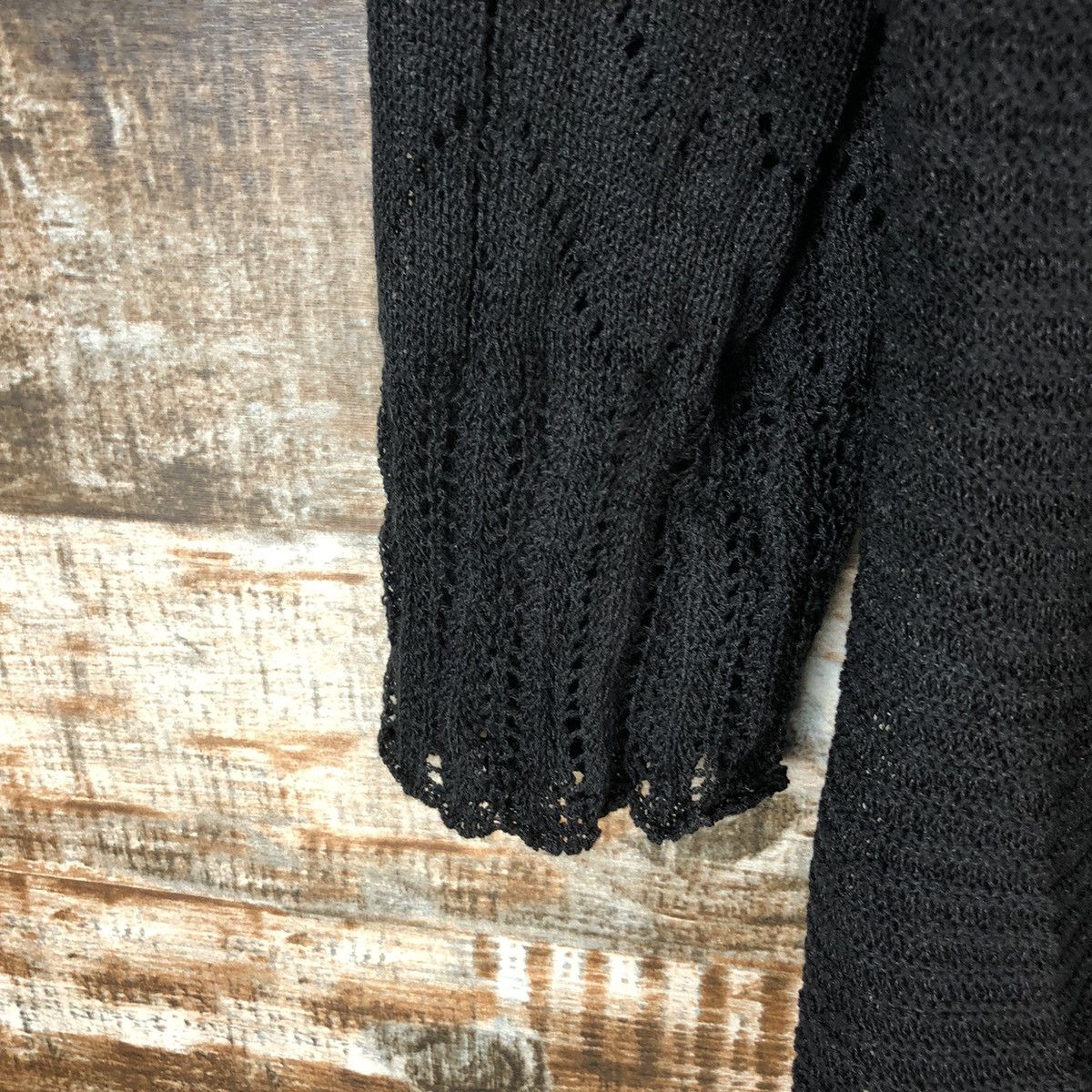 Homespun Knitwear × Japanese Brand Ledual Black crochet meshnet Cardigan Knitwear #A1352 Size M / US 6-8 / IT 42-44 - 7 Thumbnail