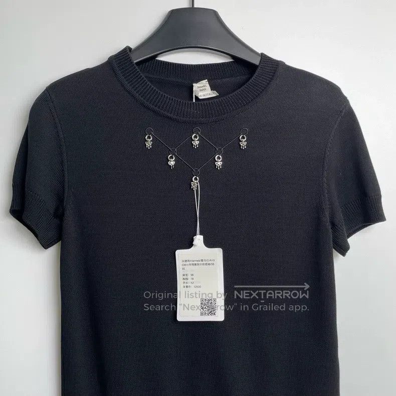 Hermes Hermes Pendant Black Knit Short Sleeve Size XS / US 0-2 / IT 36-38 - 3 Thumbnail
