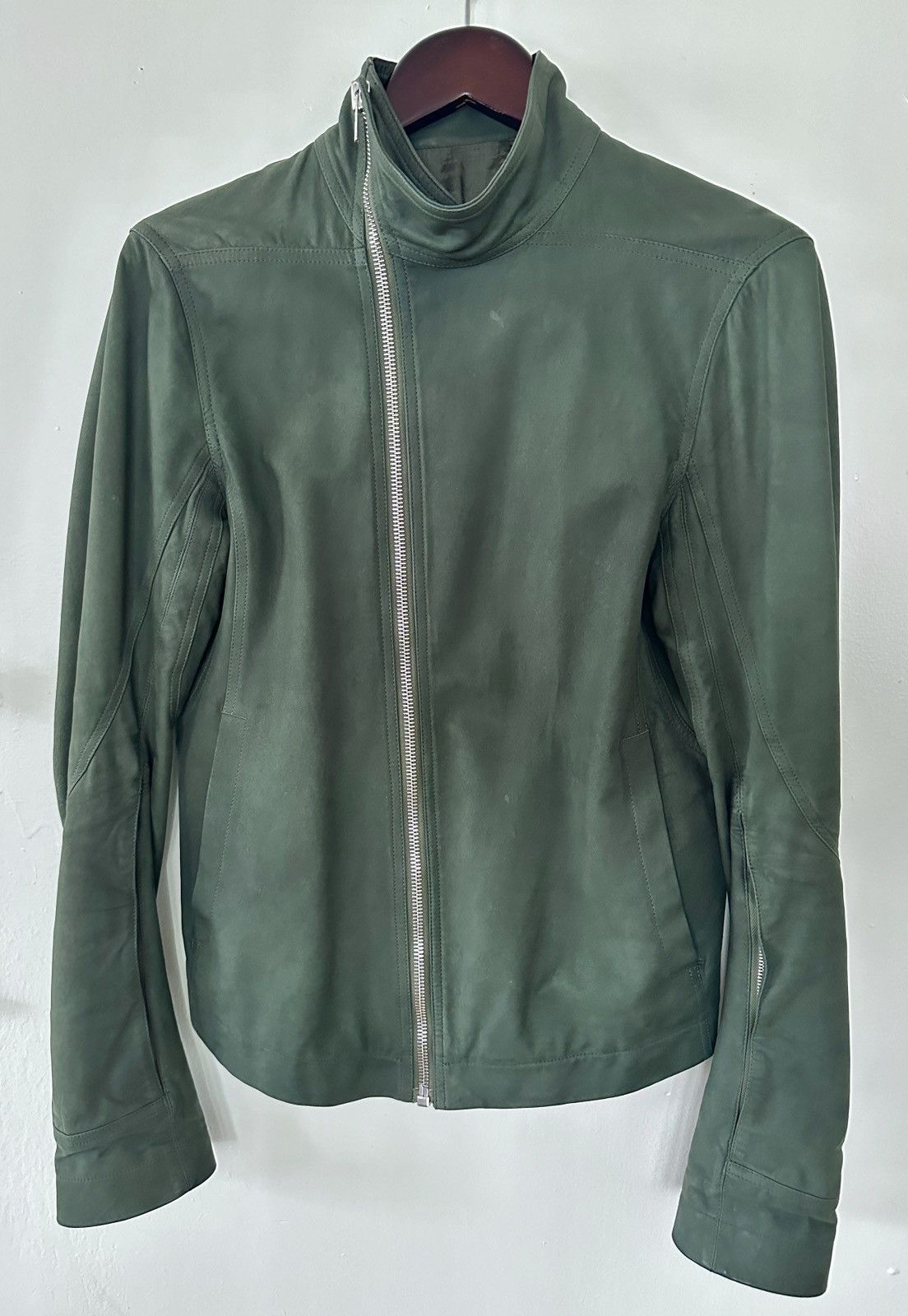 image of Rick Owens Cyclops Mollino Green Leather Jacket Size 48, Men's