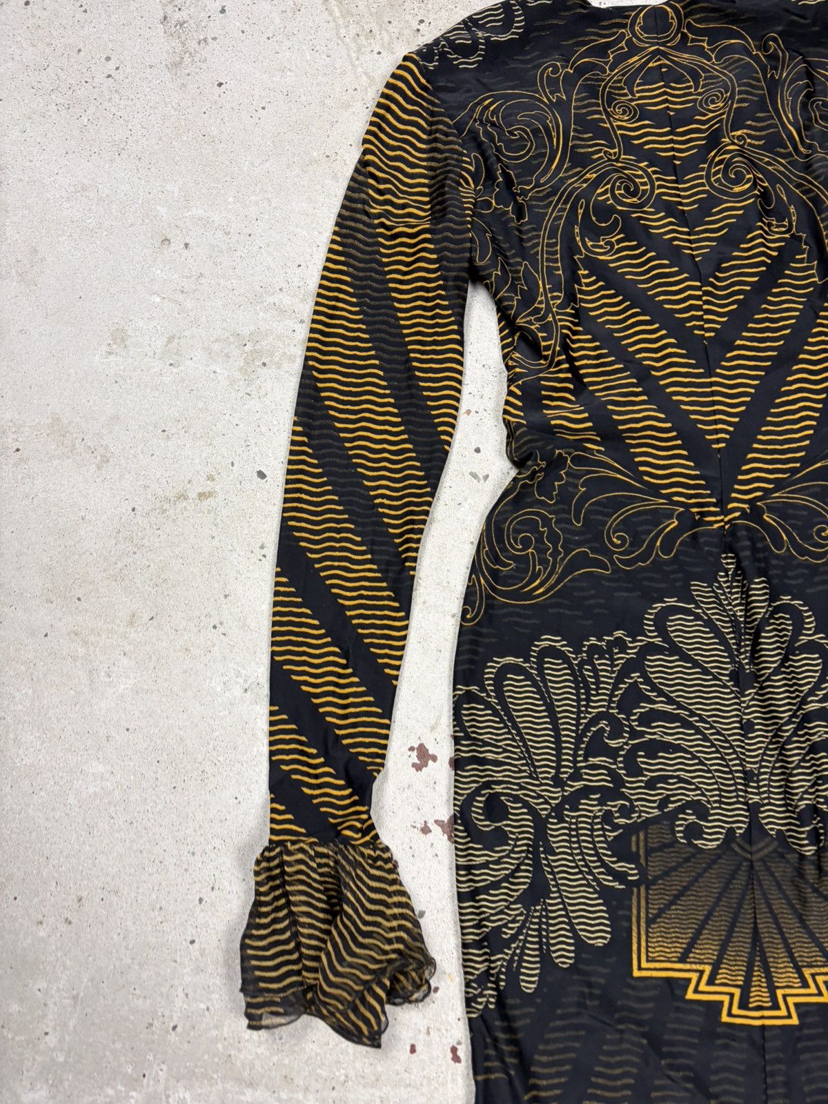 Roberto Cavalli Roberto Cavalli 2007 Gold & Black Printed Ruched Dress Size XS / US 0-2 / IT 36-38 - 15 Thumbnail