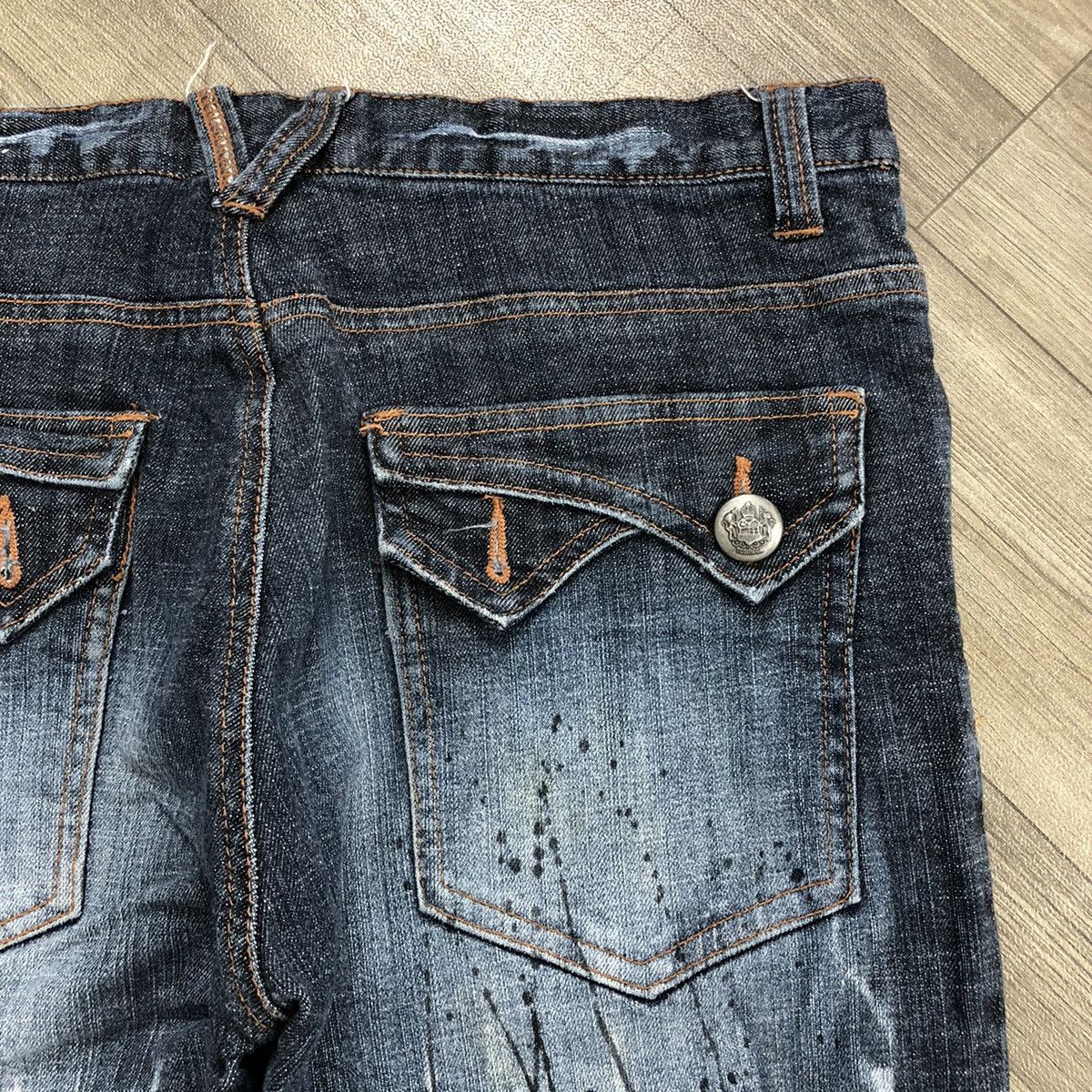 Japanese Brand 2000s Antfui Distressed Painted Lgb Goa Bootcut Flared Jeans Size US 28 / EU 44 - 17 Thumbnail