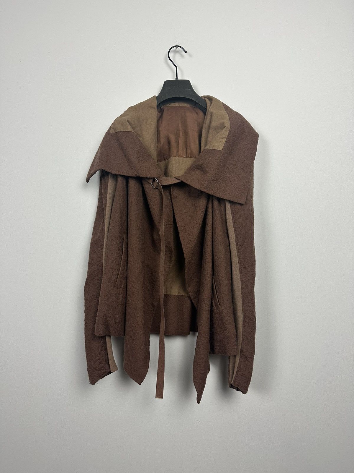 Rick Owens FW11 ‘LIMO’ Felted Wool Belted Biker Jacket Size M / US 6-8 / IT 42-44 - 2 Thumbnail