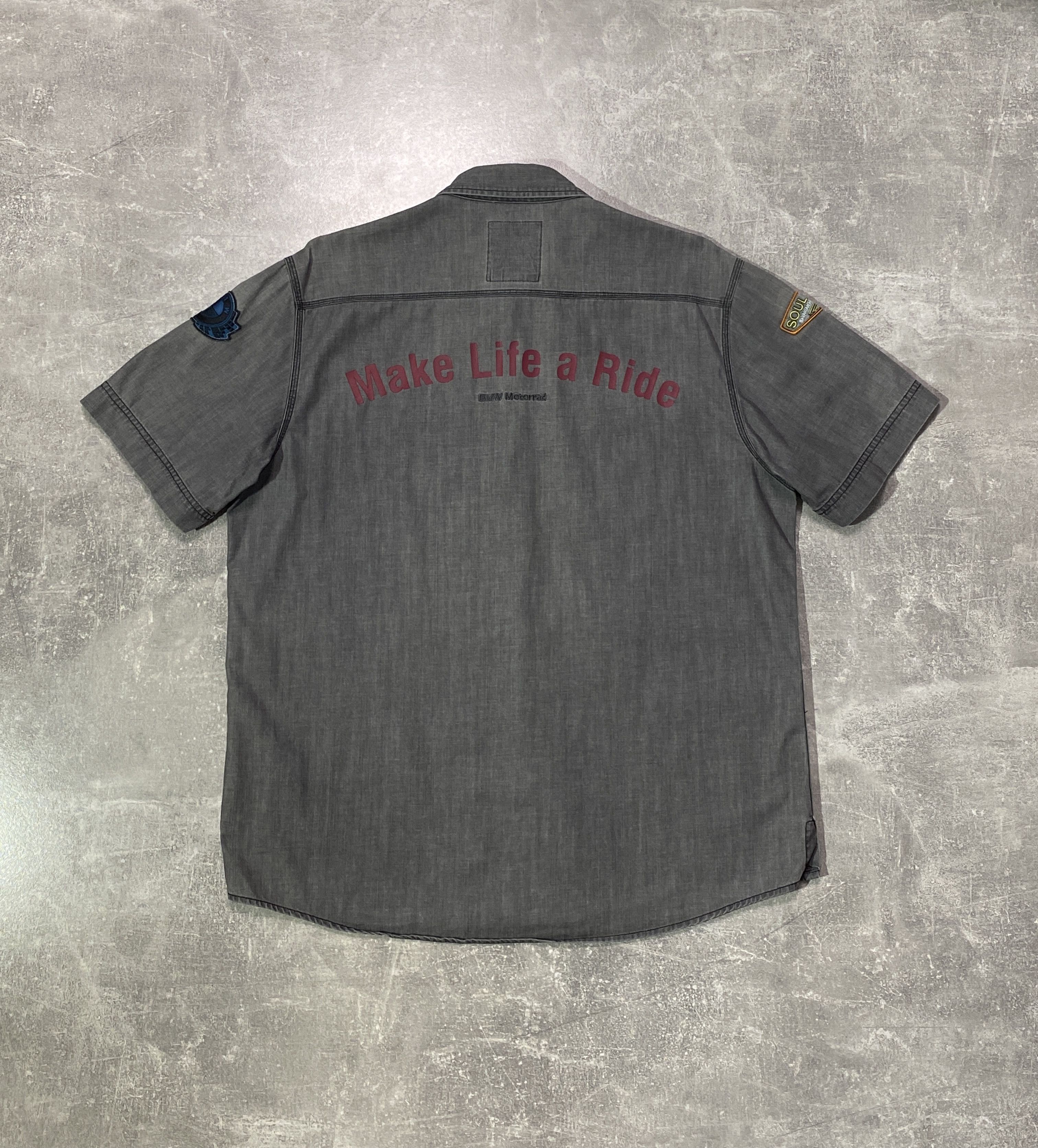 BMW Vintage Y2K BMW Make Life a Ride Racing Denim Shirt Size US L / EU 52-54 / 3 - 1 Thumbnail