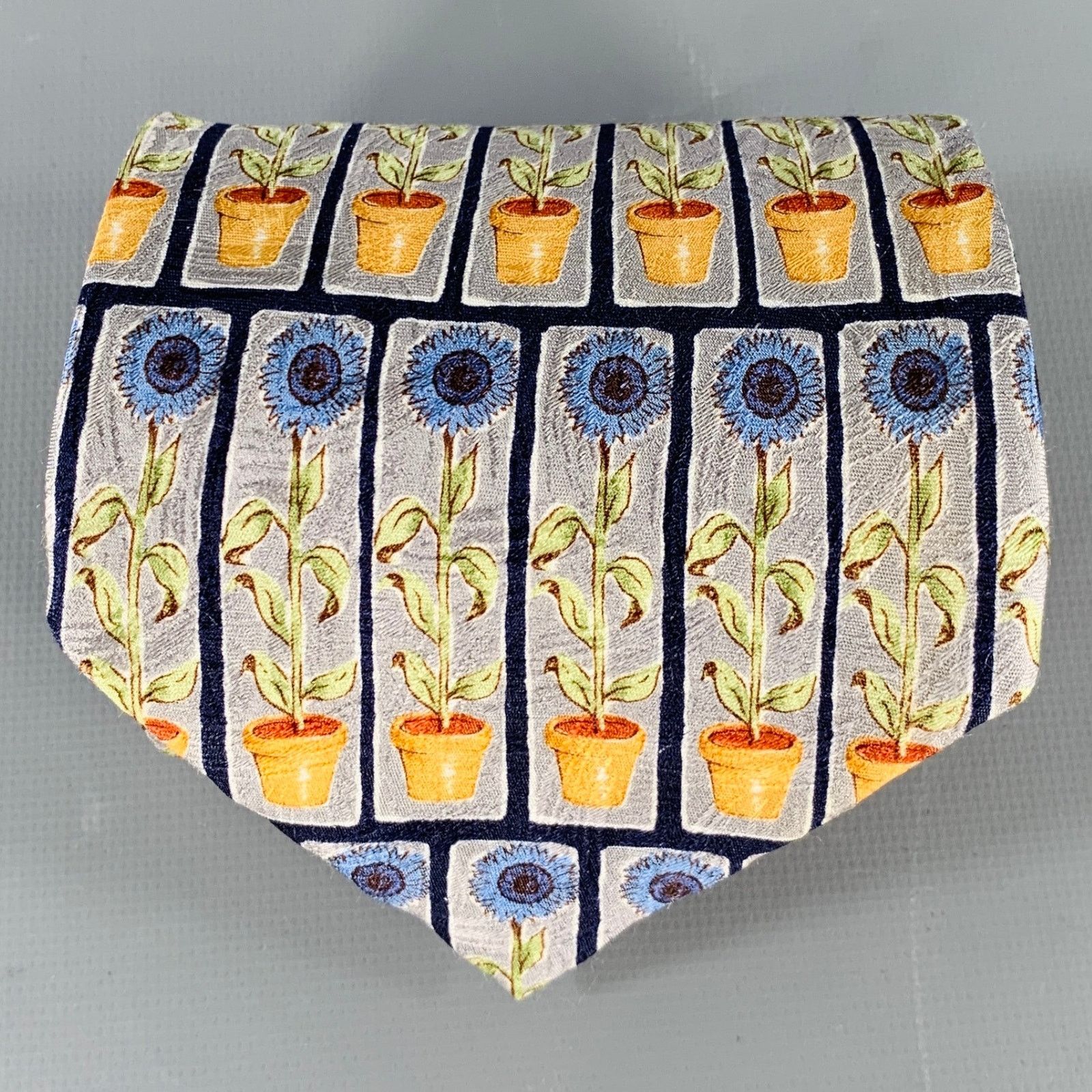 Ermenegildo Zegna ERMENEGILDO ZEGNA Blue Yellow Floral Silk Tie Size ONE SIZE - 1 Thumbnail
