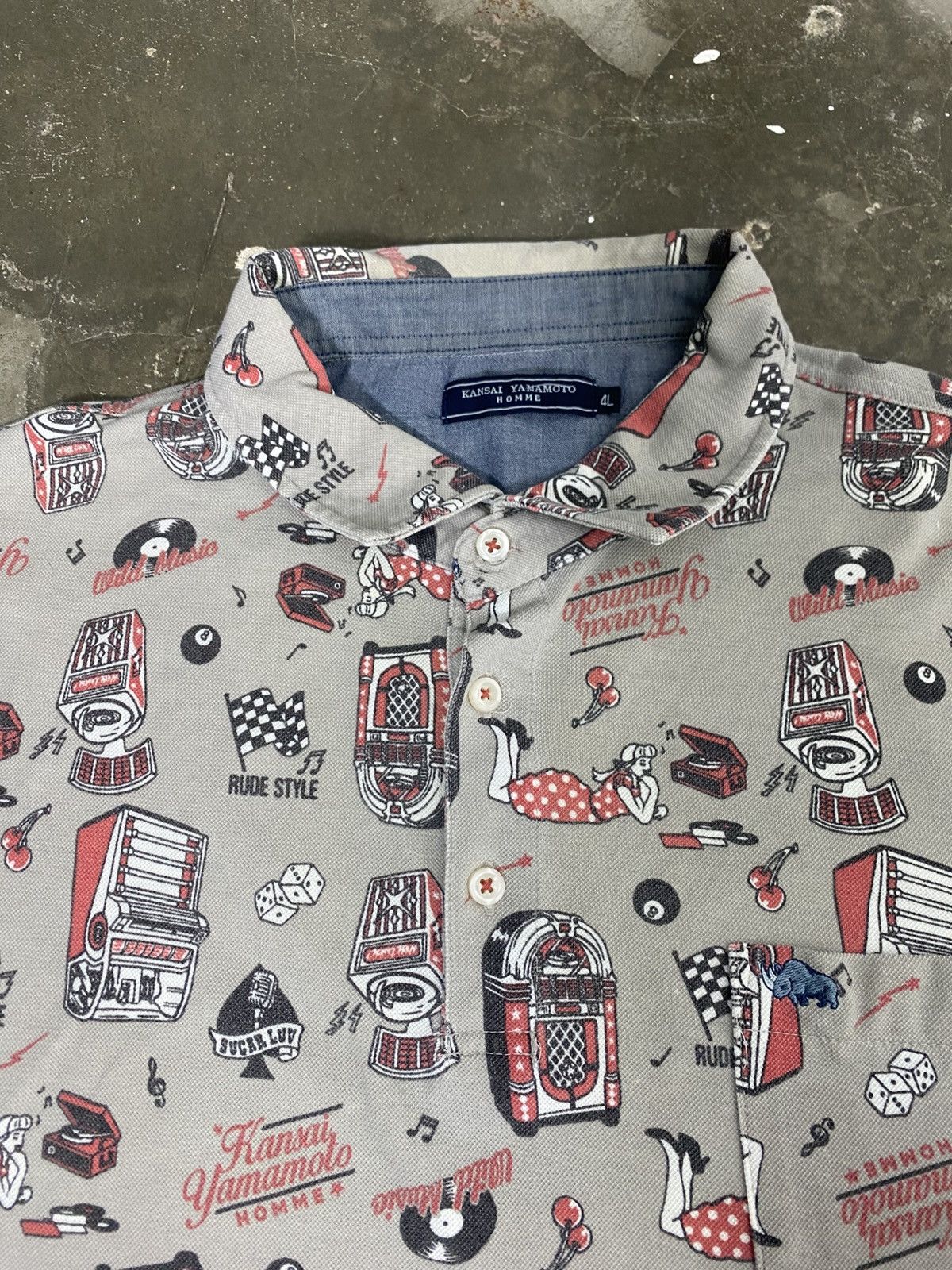Kansai Yamamoto Rare Design Kansai Yamamoto Full Print Polo Shirt Size US XL / EU 56 / 4 - 6 Thumbnail