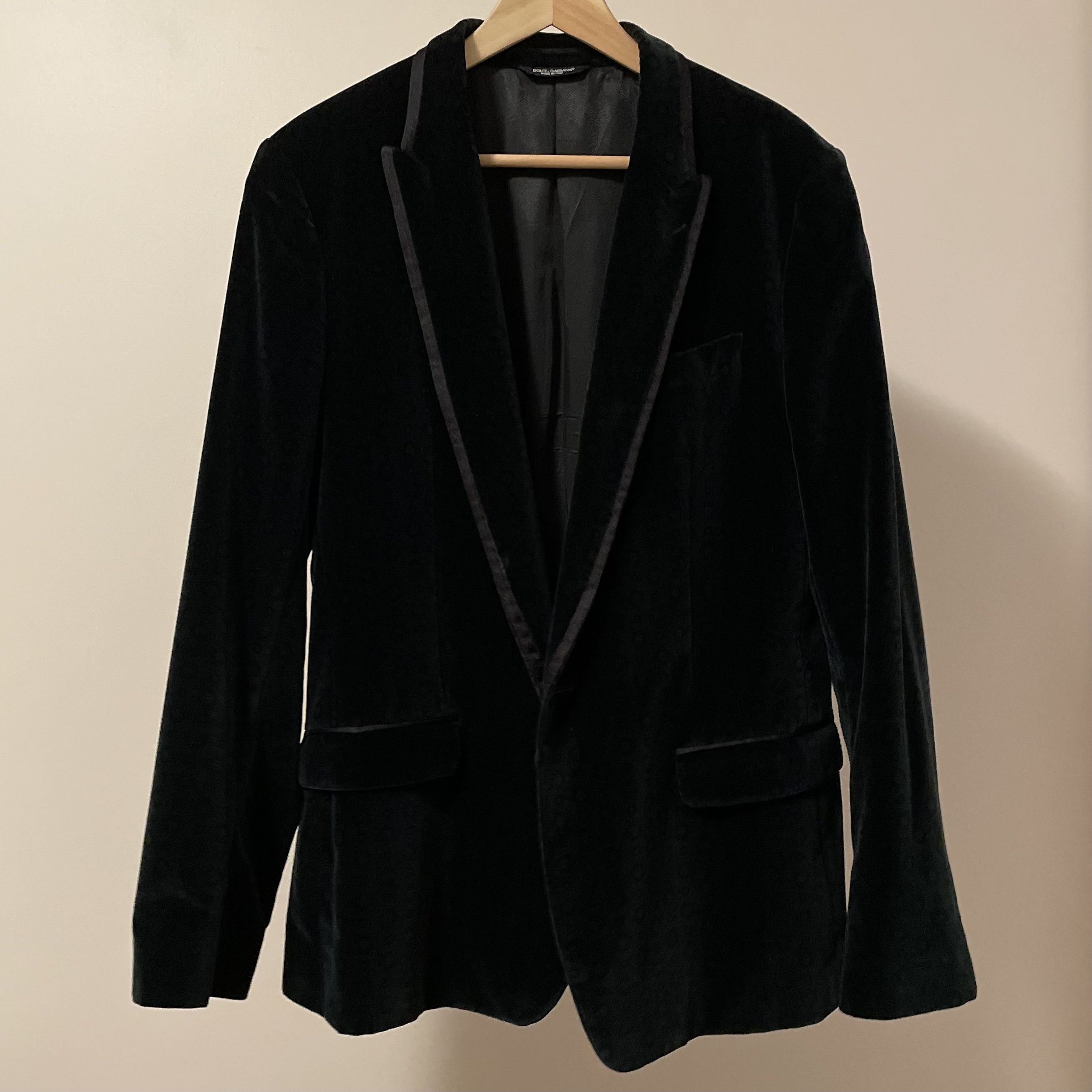 Dolce & Gabbana D&G Velvet Jacket in Emerald Green with Patterns Size 52R - 1 Thumbnail