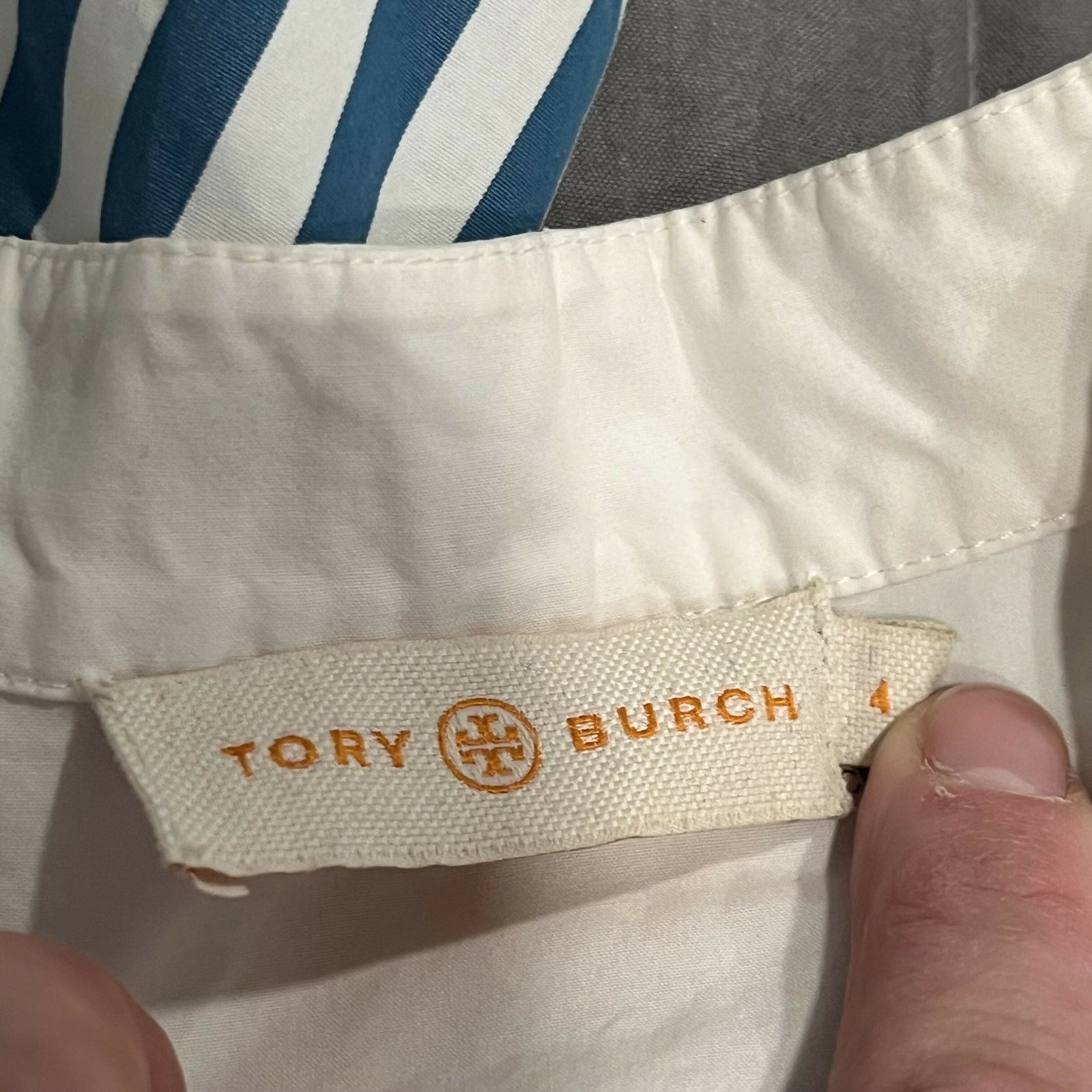 Tory Burch Tory Burch Allison White Button-Down Cotton Shirt Sz 4 Size S / US 4 / IT 40 - 4 Thumbnail