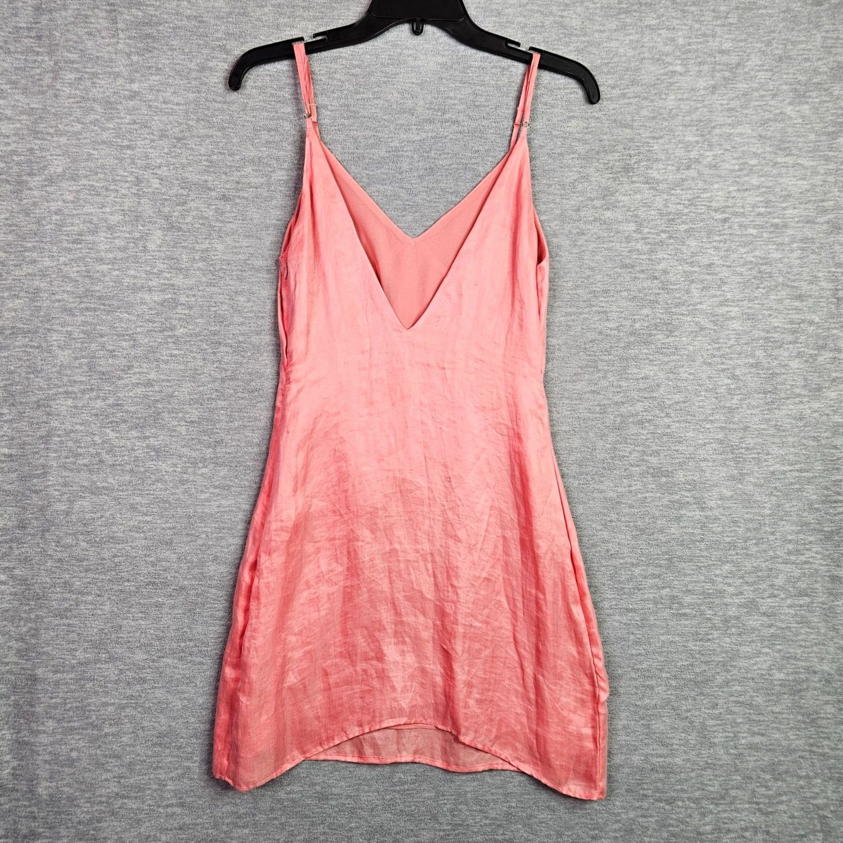 Zara Zara Women's XS Pink Satin Slip Dress Spaghetti Strap V-Neck A-Line - Casual Party/Cocktail Slim Front Slits? Size XS / US 0-2 / IT 36-38 - 2 Thumbnail