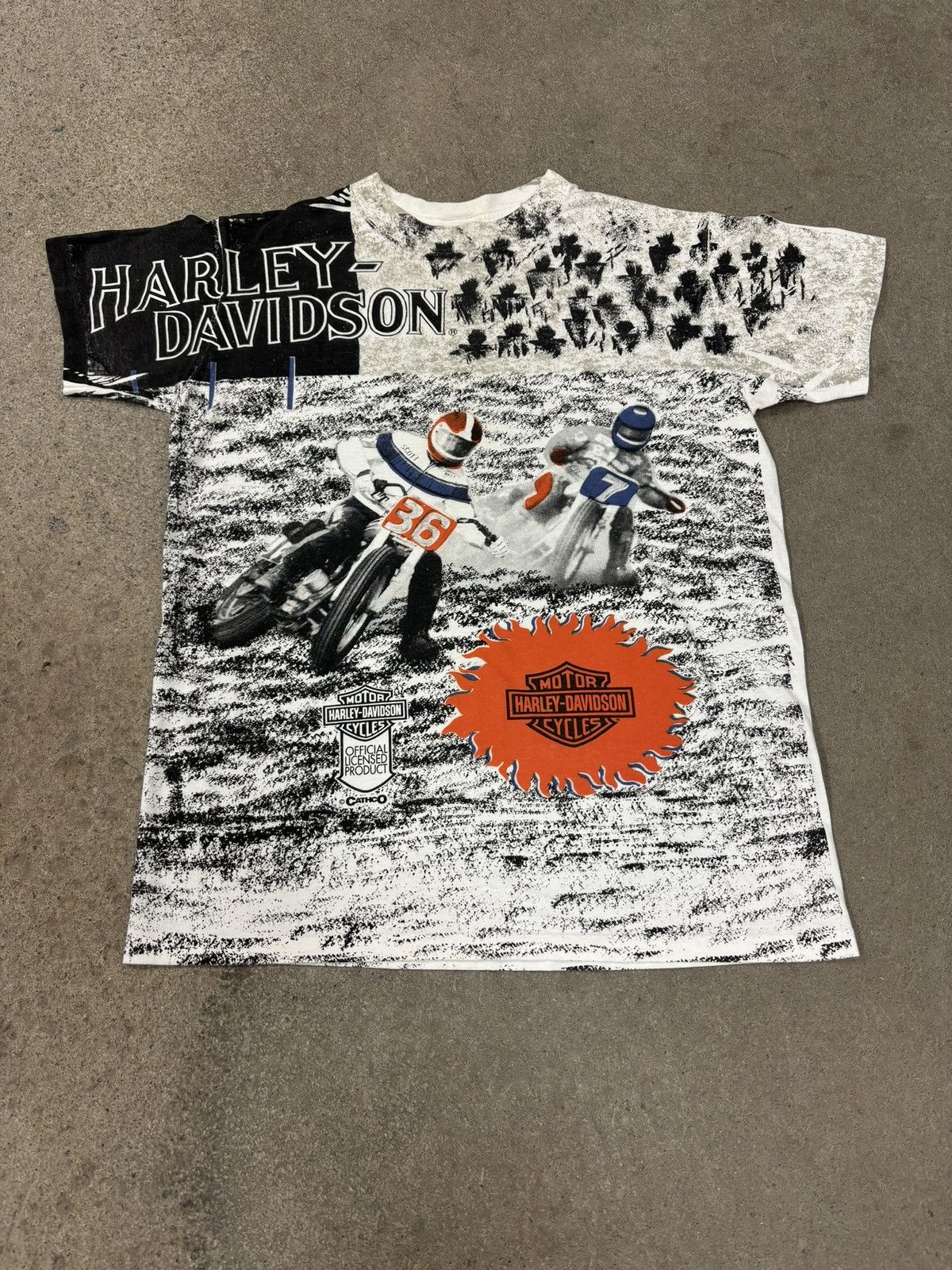 Harley Davidson VINTAGE 90s HARLEY AOP RACING TSHIRT Size US L / EU 52-54 / 3 - 1 Thumbnail