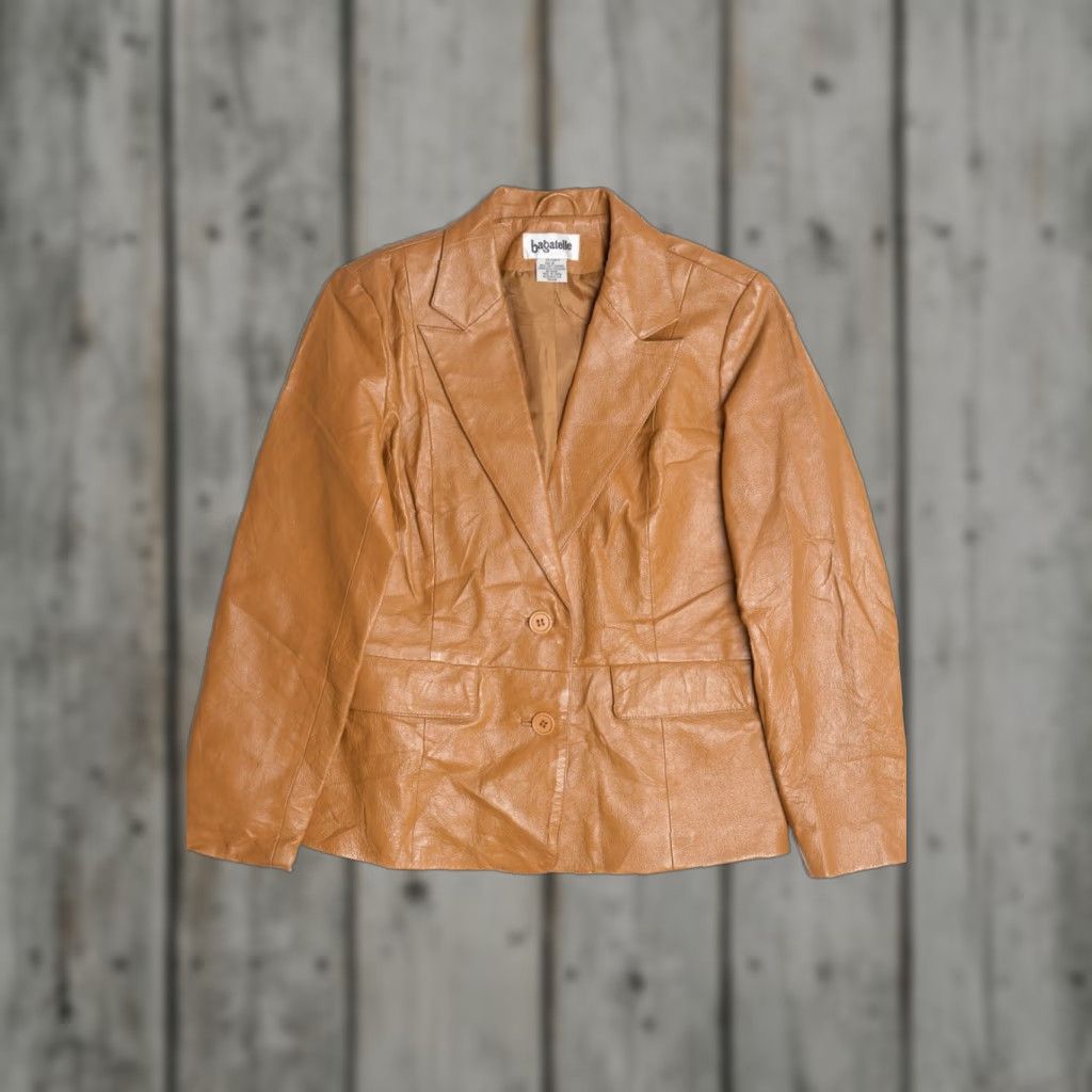 Vintage VINTAGE Bagatelle Leather Blazer Jacket Large Brown Leather Blazer Womens Mens 1990s Size 42R - 1 Thumbnail