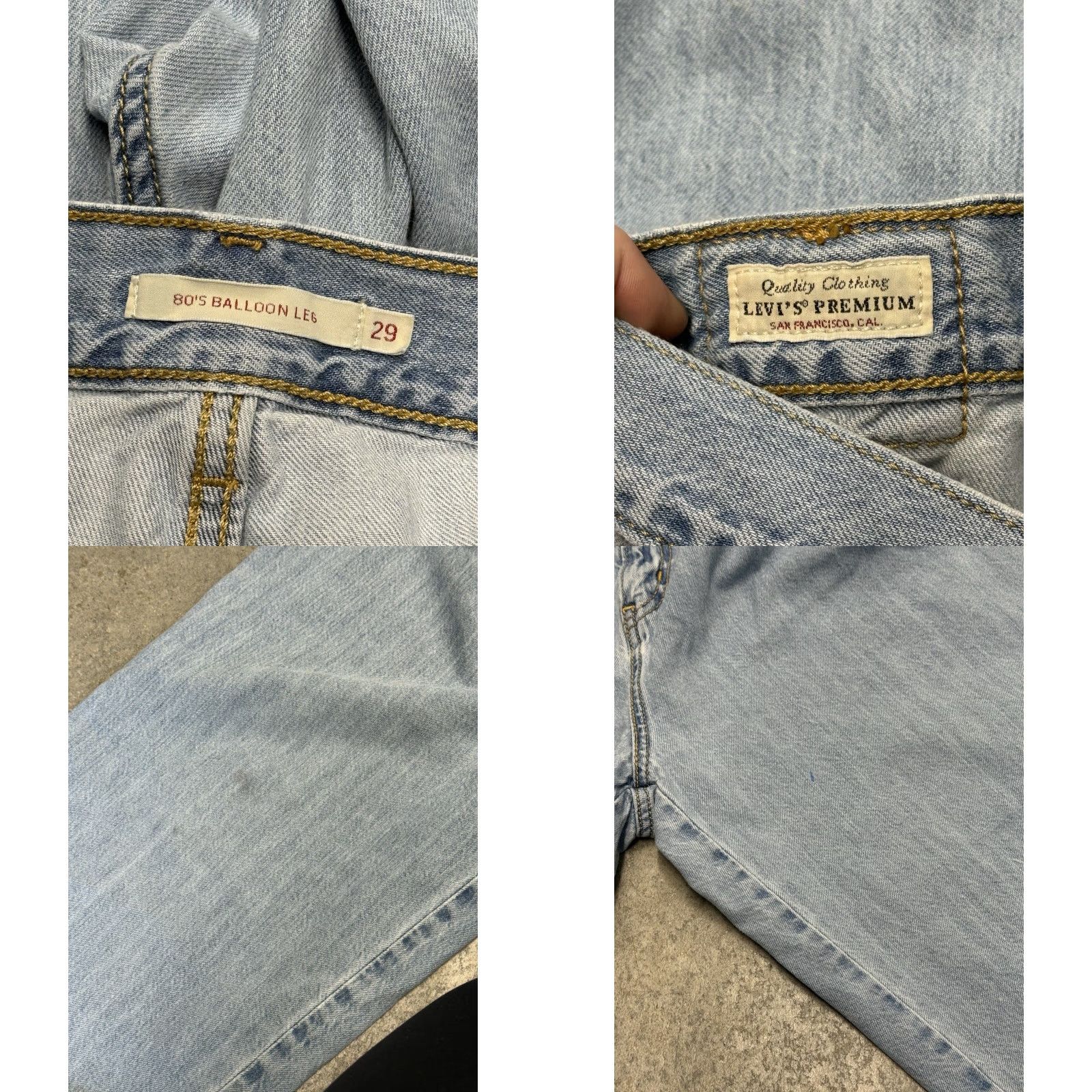 Levi's VINTAGE Levi’s Premium Big E 80s Balloon Leg Jeans Cropped Women Size 29 Blue 100% Cotton Denim High Rise Pockets Zipper Button Size 29" - 8 Thumbnail