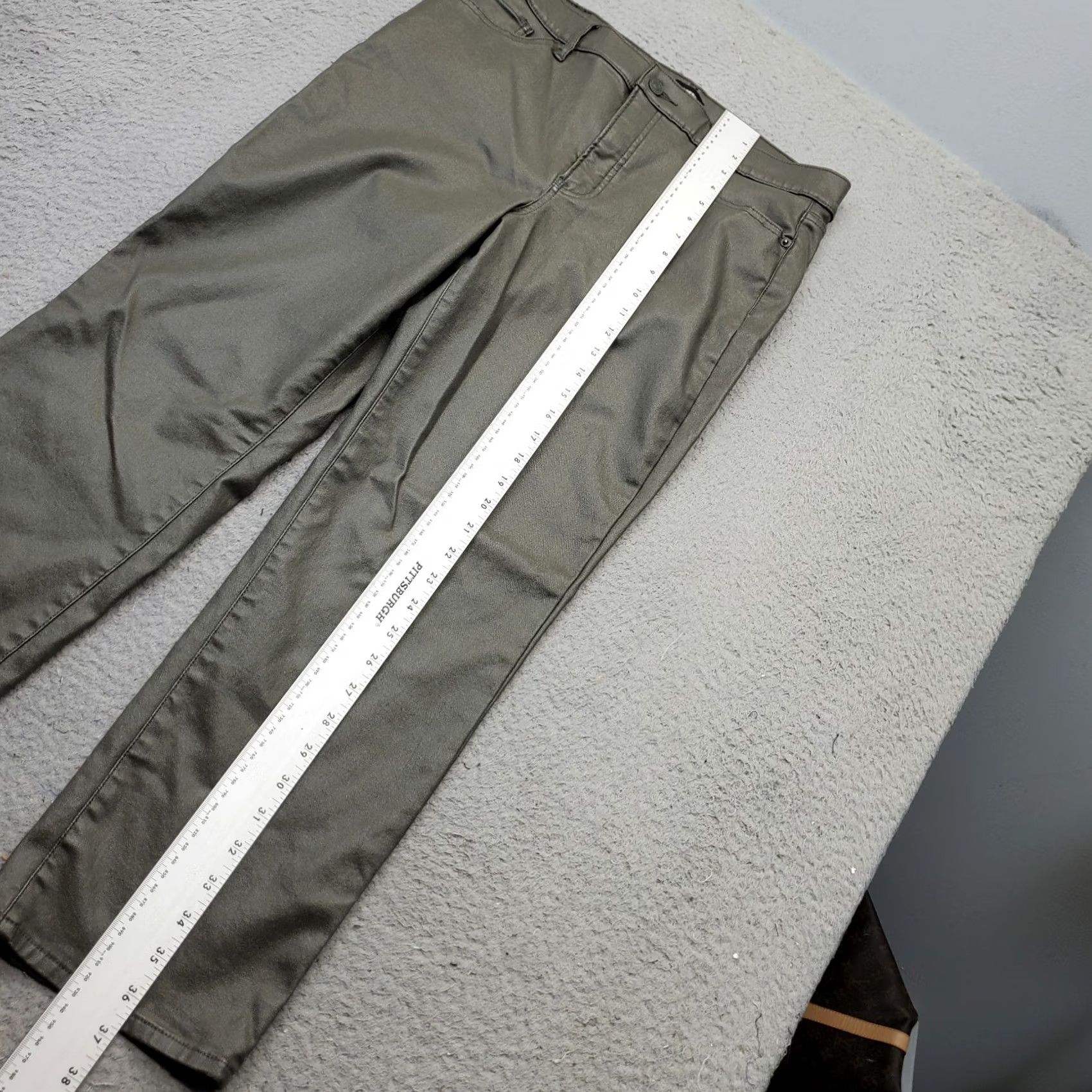 Express Express Womens 12 Green Flat Front Stretch High Rise Straight Leg Pants Size 34" / US 12 / IT 48 - 4 Thumbnail