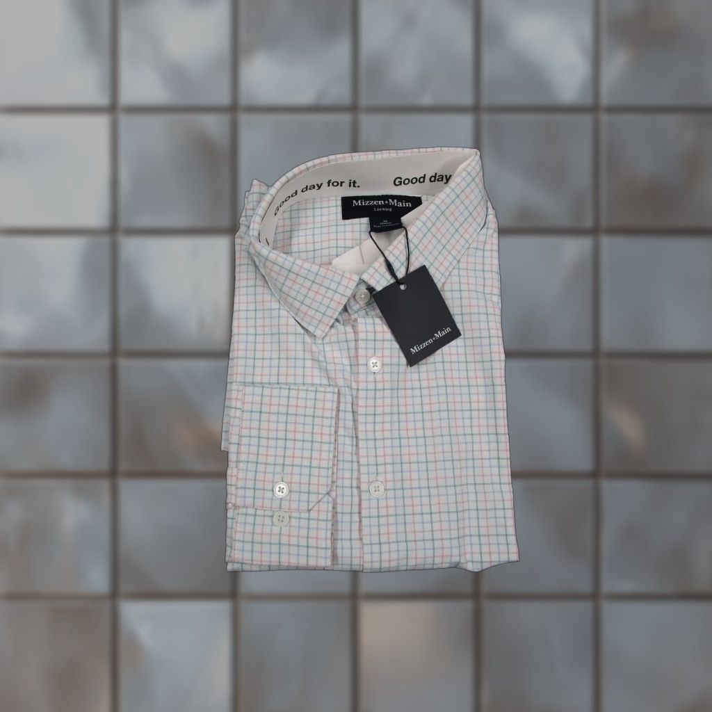 Mizzen+Main Mizzen+Main Leeward Shirt Mens XL White Cameron Plaid Classic Dress Long Sleeve Size 46R - 1 Thumbnail