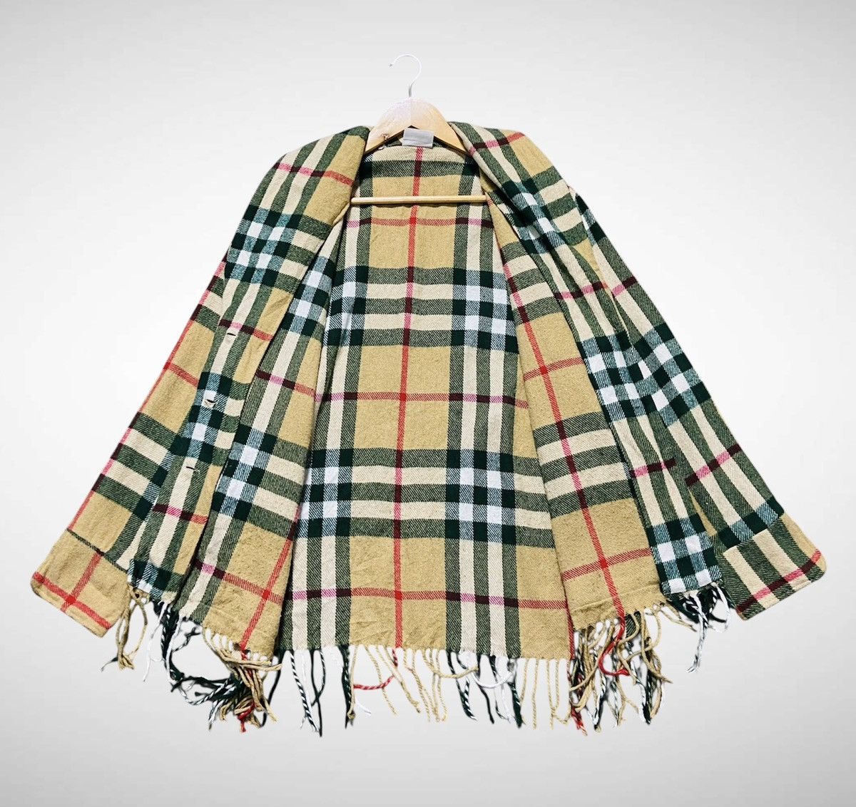 Sisley Vintage Sisley Plaid Fringe Shawl Collar Jacket Coat Size L / US 10 / IT 46 - 6 Thumbnail