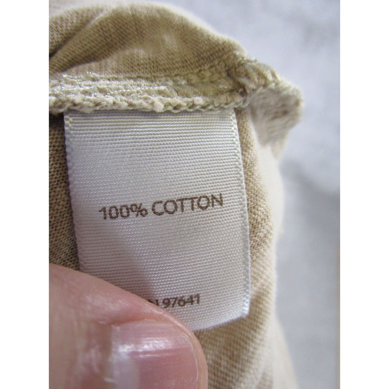 J. Jill J. Jill Shirt Womens L Beige Cotton V Neck Long Sleeve Stains Size L / US 10 / IT 46 - 8 Thumbnail