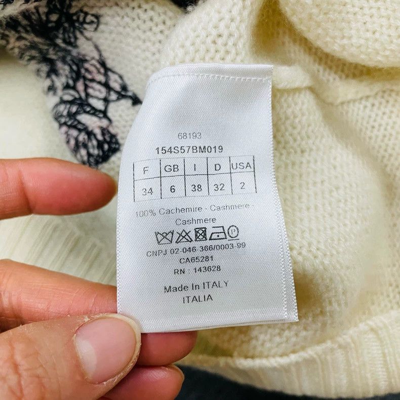Dior Dior White cashmere chest embroidered floral pattern sweat Size XXS / US 00 / IT 34 - 6 Thumbnail