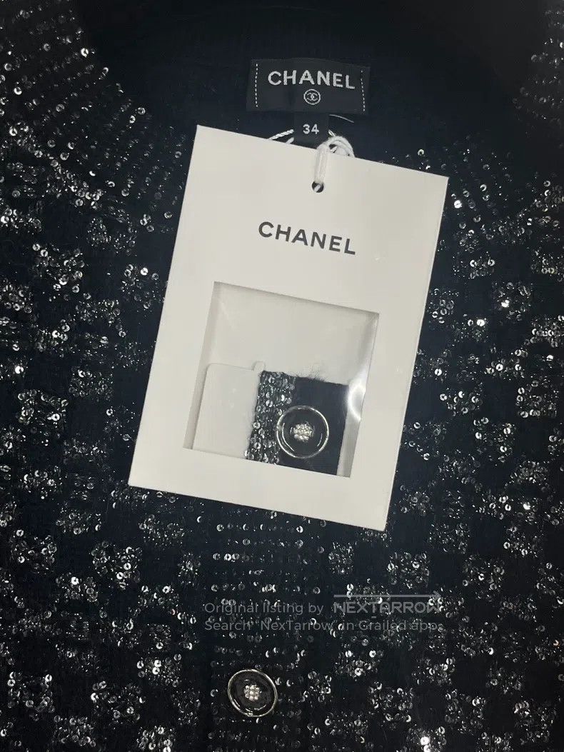 Chanel Chanel 23B Black Sequin Knitwear coat Size XXS / US 00 / IT 34 - 4 Thumbnail