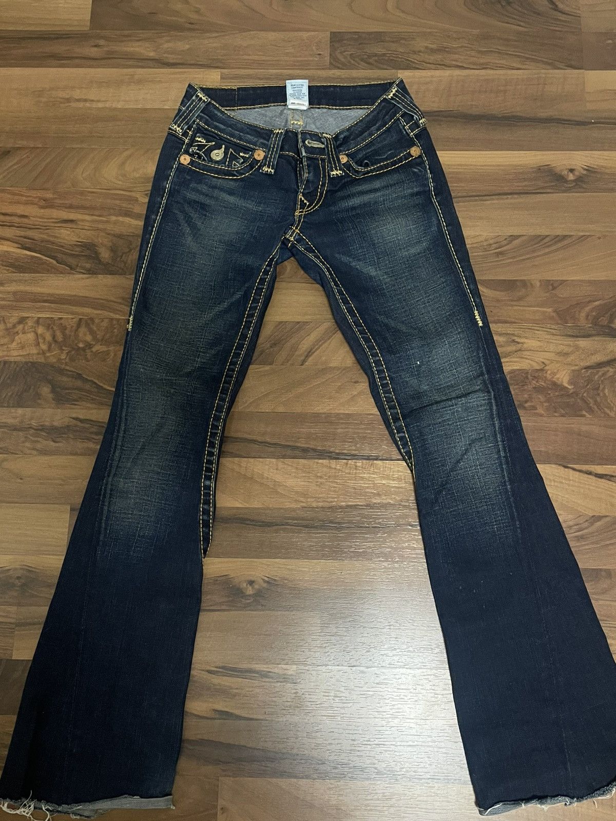 True Religion y2k true religion bootcut raw denim / dark blue denim jeans Size 25" / US 0 / IT 36 - 1 Thumbnail