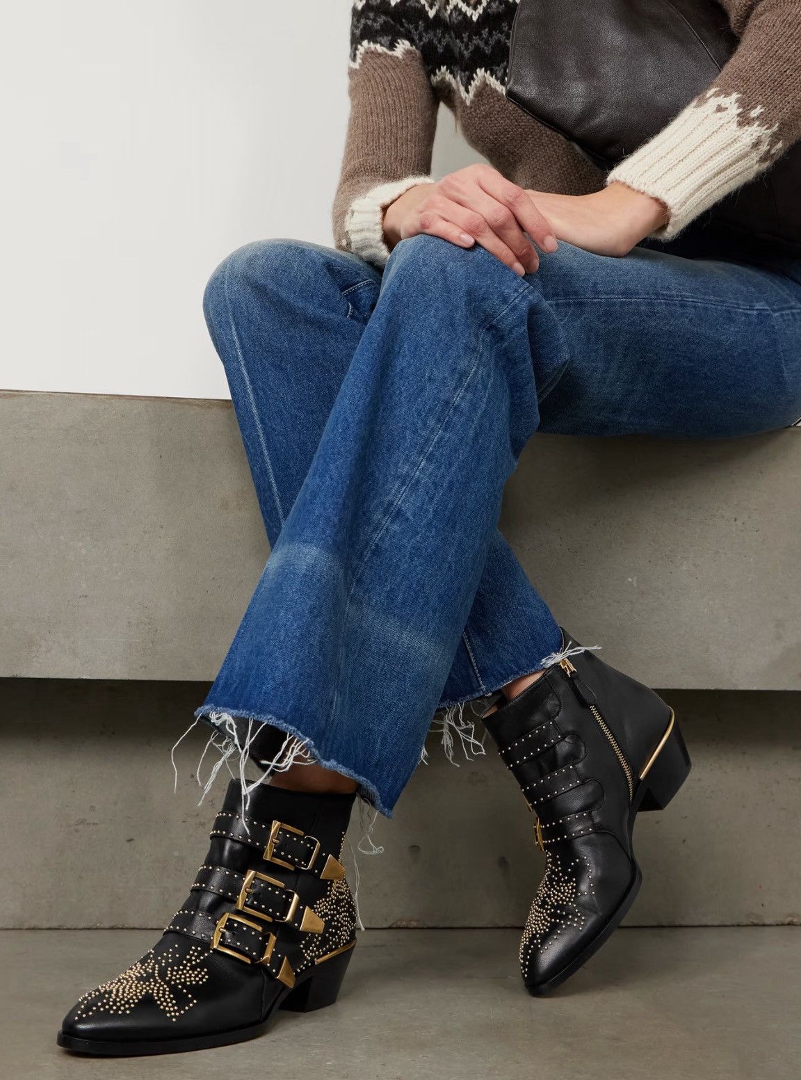Chloe Chloe Susanna Pointed-Toe Studded Booties size 40 Size US 10 / IT 40 - 3 Thumbnail