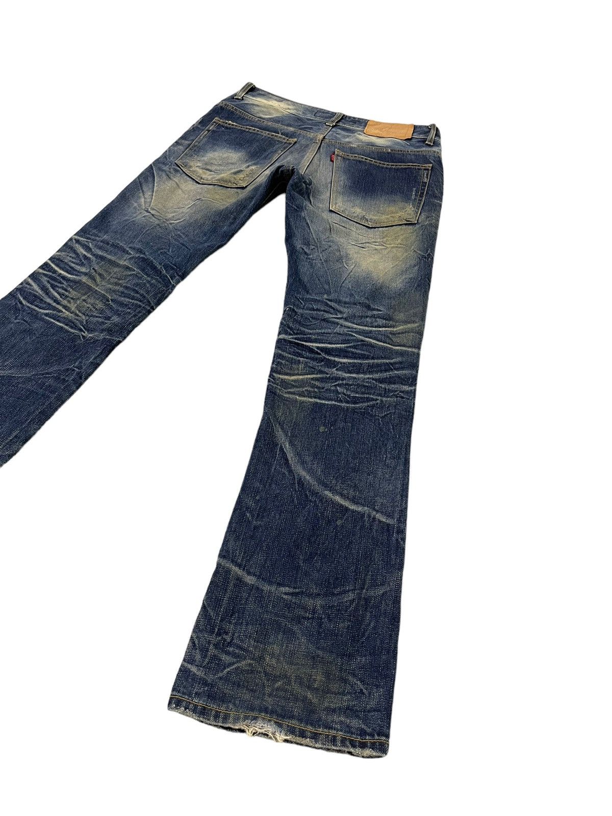 Japanese Brand Slight Flare Jeans Rubber Soul Faded Distress Boot Cut 7🟦7 Size US 30 / EU 46 - 14 Thumbnail