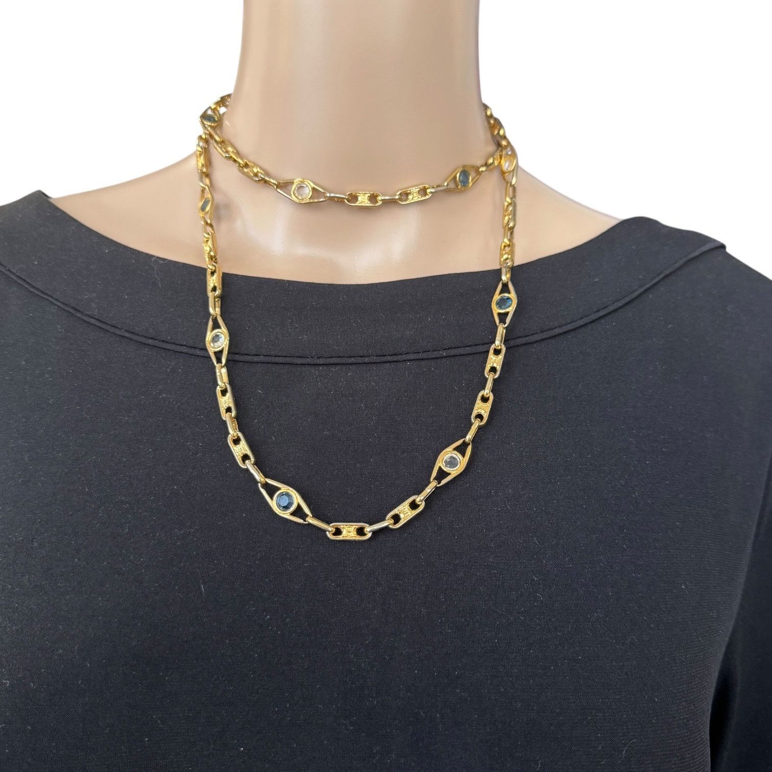 Celine Celine Vintage Crystal Triomphe Link Necklace Size ONE SIZE - 3 Thumbnail