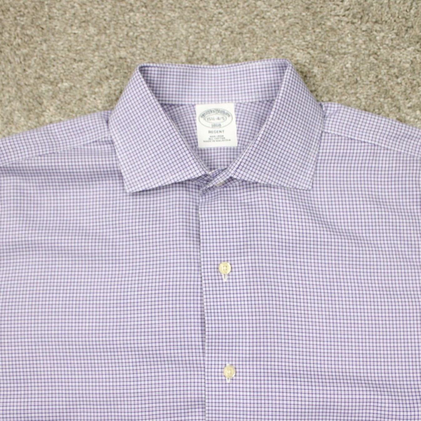 Brooks Brothers Brooks Brothers Regent Dress Shirt Mens 15 1/2 Purple Non-Iron Cotton L/S Button-Down Collared Size 42R - 6 Thumbnail