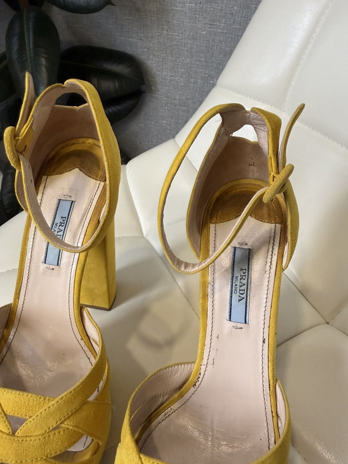 Prada Prada Yellow Suede Platform Sandals Block Heel Shoes Size 38 Size US 8 / IT 38 - 18 Thumbnail