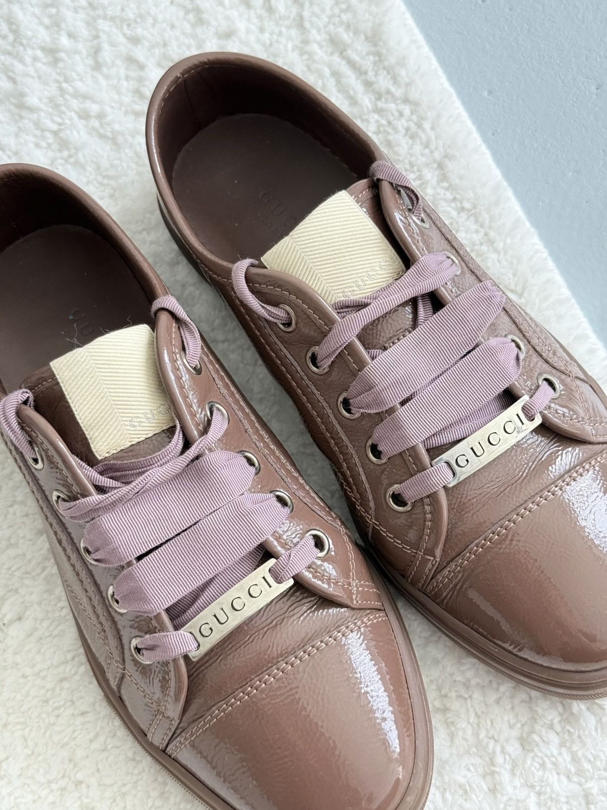 Gucci Gucci Patent Leather Low Top Sneakers Pink GG Lace Up Shoes Size US 7 / IT 37 - 6 Thumbnail