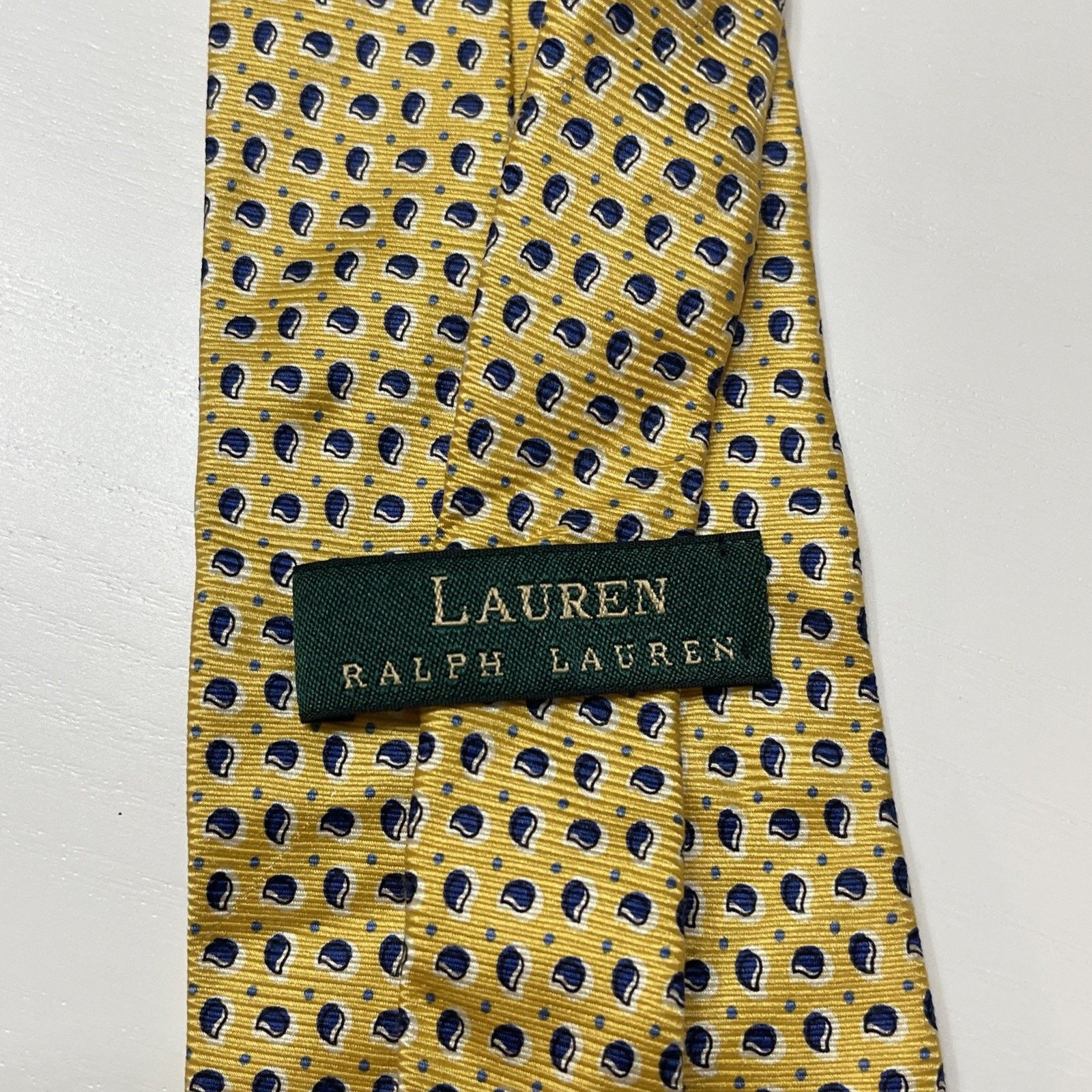 Polo Ralph Lauren Polo Ralph Lauren Men's Silk Tie Yellow Hand Made Vintage Size ONE SIZE - 4 Thumbnail
