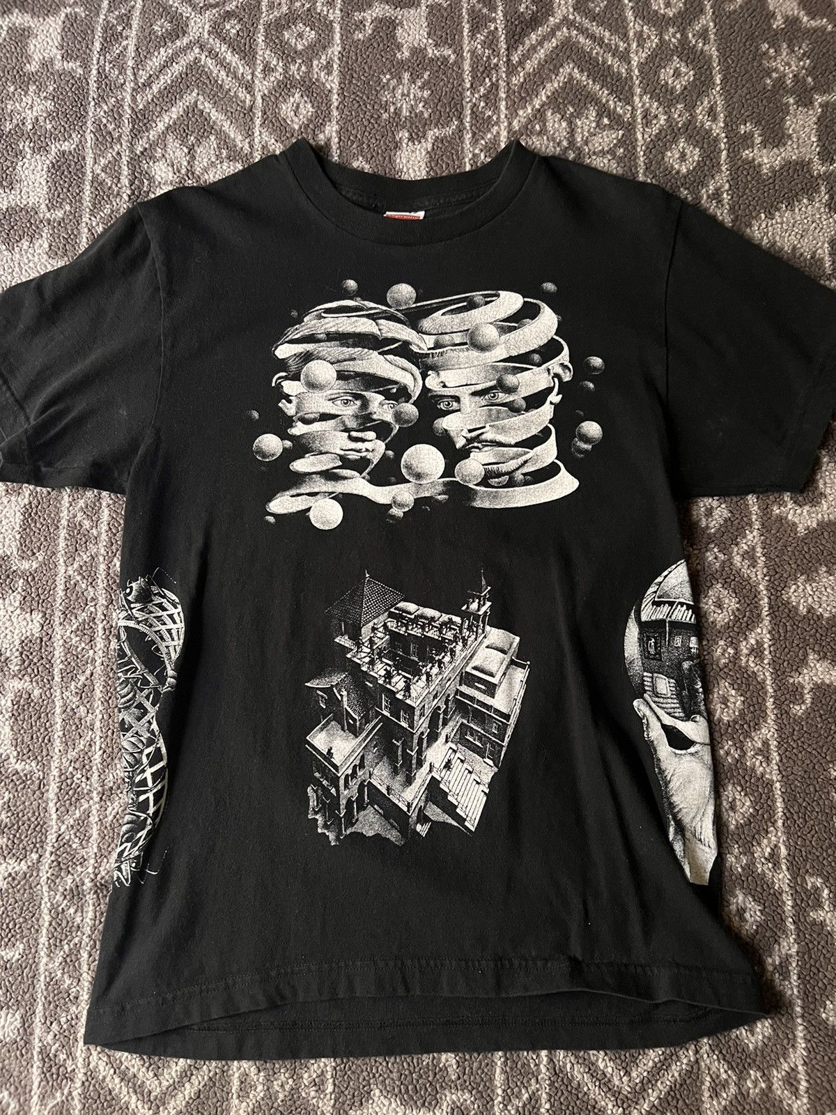 image of Supreme M.c Escher Collage Tee in Black, Men's (Size Medium)