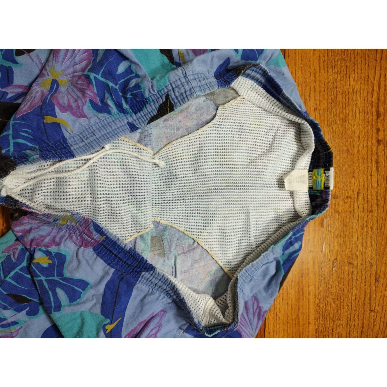 Vintage VINTAGE 80s Marina of California Hawaiian Swim Short Mens 2XL Blue Floral USA Swim Bottoms Size US 39 - 6 Thumbnail