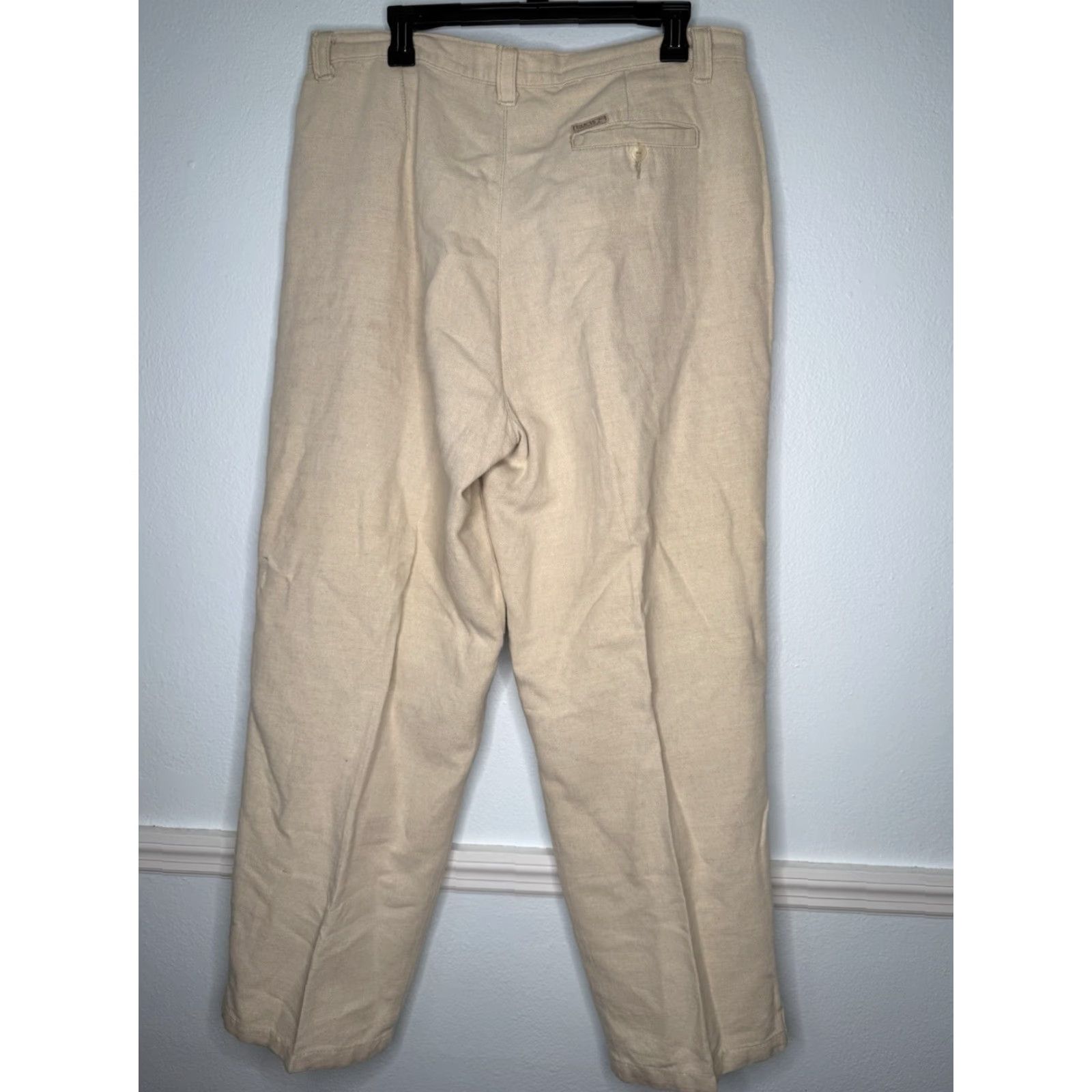Guess VINTAGE GUESS Pants Mens Khakis 90s Linen Cotton Blend 38x30 Ivory Regular In USA Georges Marciano Size US 38 / EU 54 - 2 Thumbnail