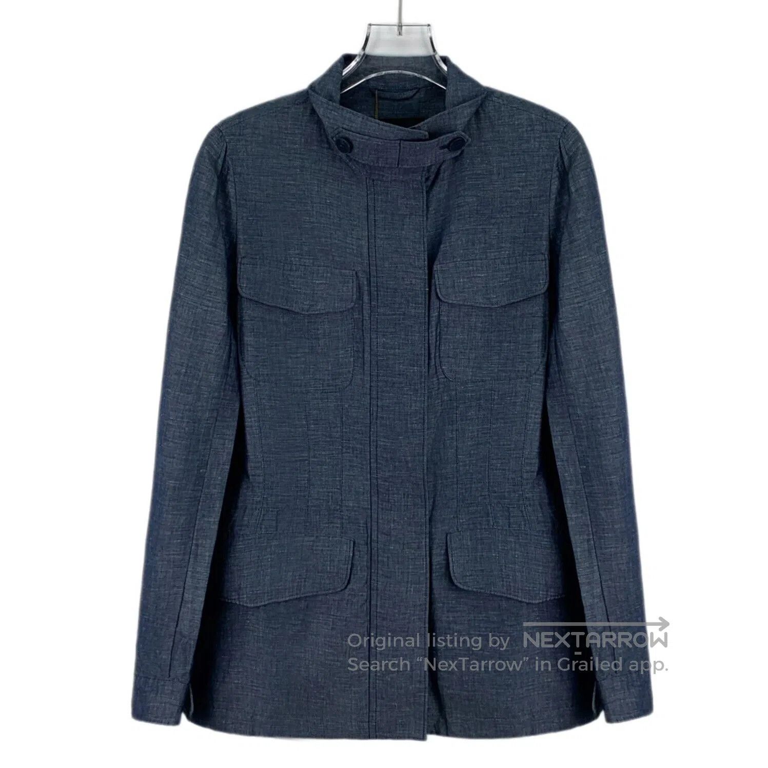 Loro Piana LORO PIANA Dark Blue Multi-pocket Linen Long Sleeve Jacket Size XS / US 0-2 / IT 36-38 - 1 Thumbnail