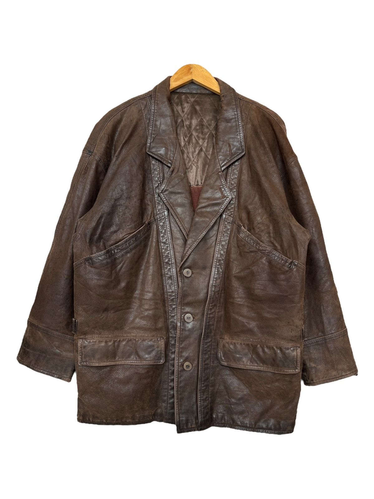 Vintage Vintage 70s Brown Long Leather Coat Jacket Size US L / EU 52-54 / 3 - 1 Thumbnail